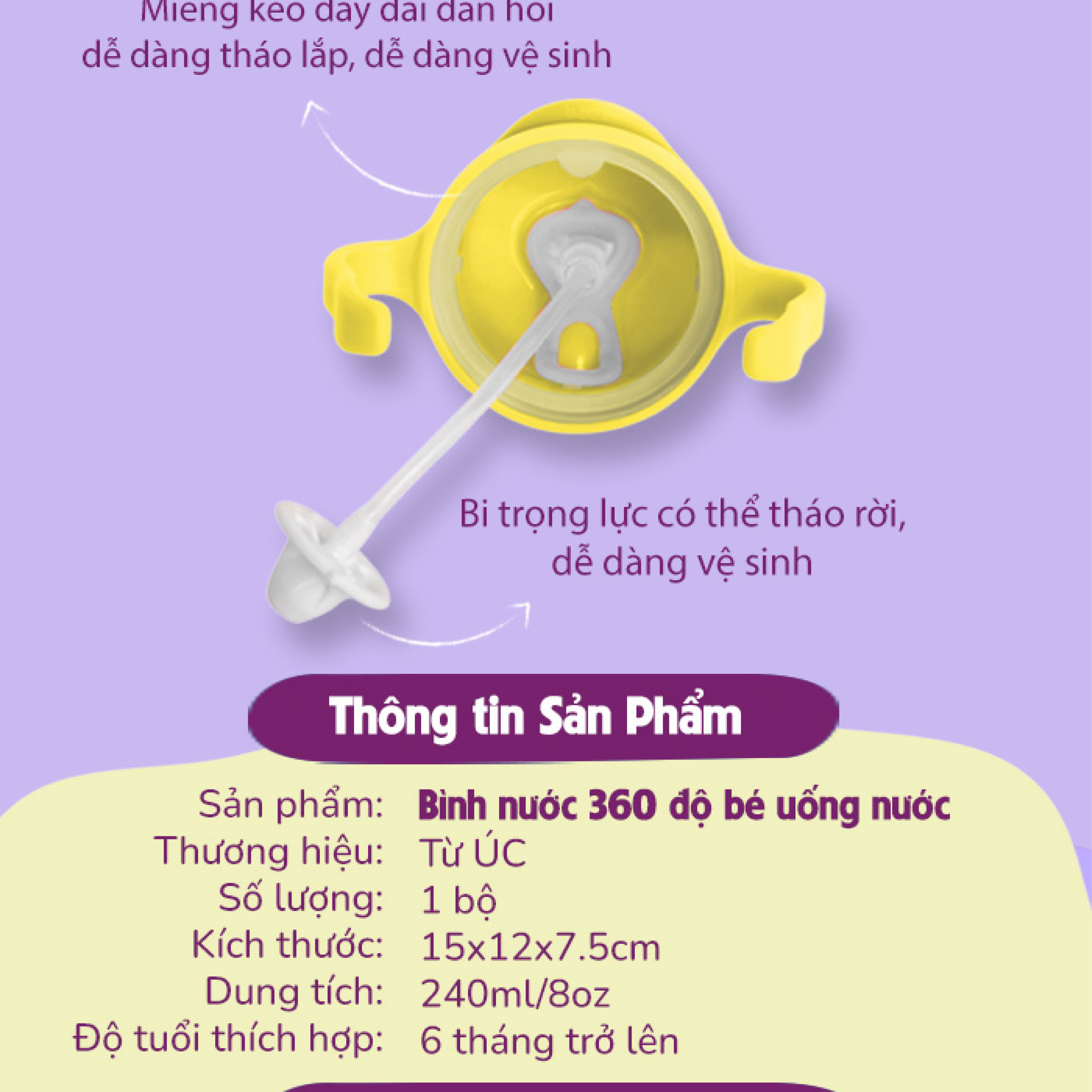 Mô tả b.box Bình nước 360 độ có van chống sặc và tay cầm cho bé tập uống nước 240ml - 3
