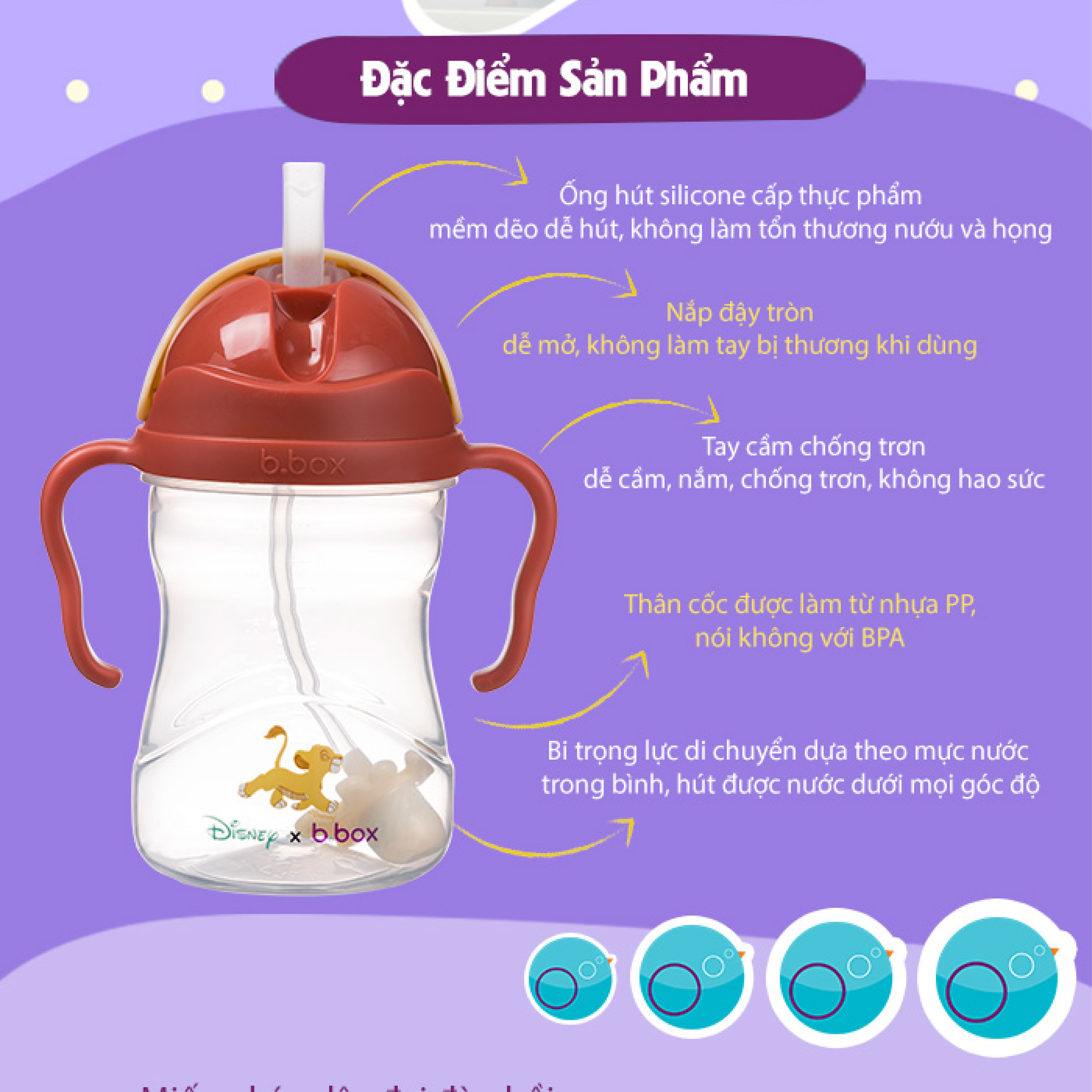 Mô tả b.box Bình nước 360 độ có van chống sặc và tay cầm phiên bản Disney cho bé tập uống nước 240ml - 2