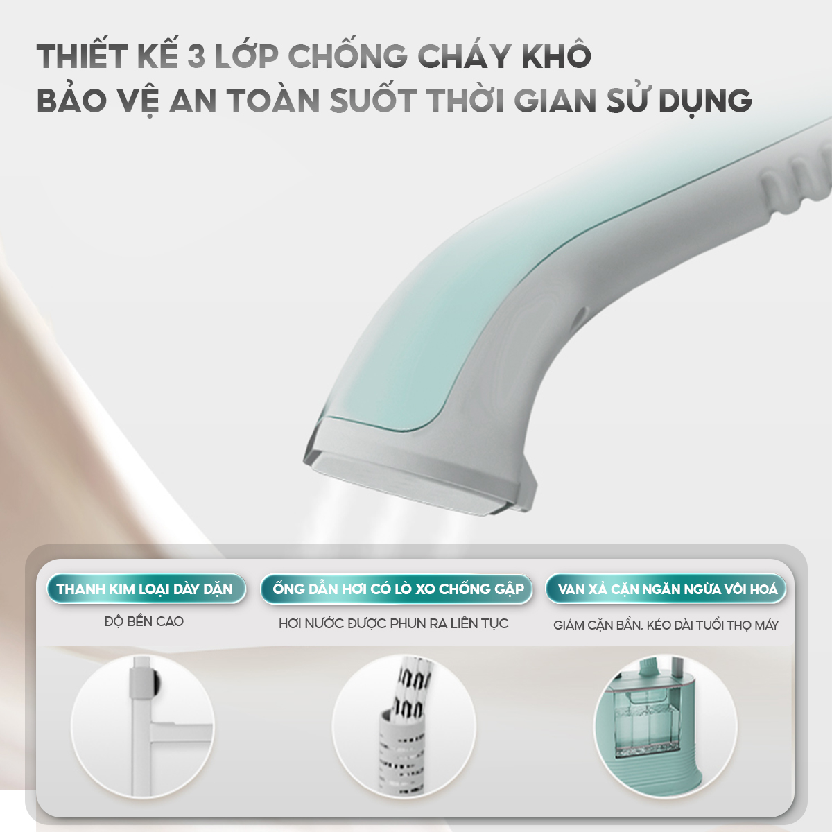 Mô tả Bàn ủi hơi nước đứng AQUA S2526T có thể ủi treo ủi phẳng, công suất 2000W, dung tích 1.7L - 11