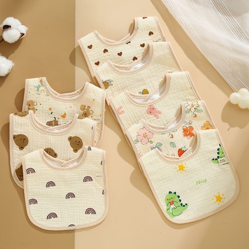 Mô tả Yếm chống thấm chữ U Kidsworld vải muslin an toàn cho bé, Yếm cổ vuông muslin chống thấm cho bé - 1