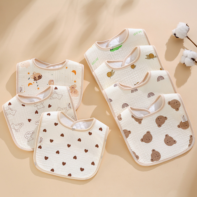 Mô tả Yếm chống thấm chữ U Kidsworld vải muslin an toàn cho bé, Yếm cổ vuông muslin chống thấm cho bé - 7