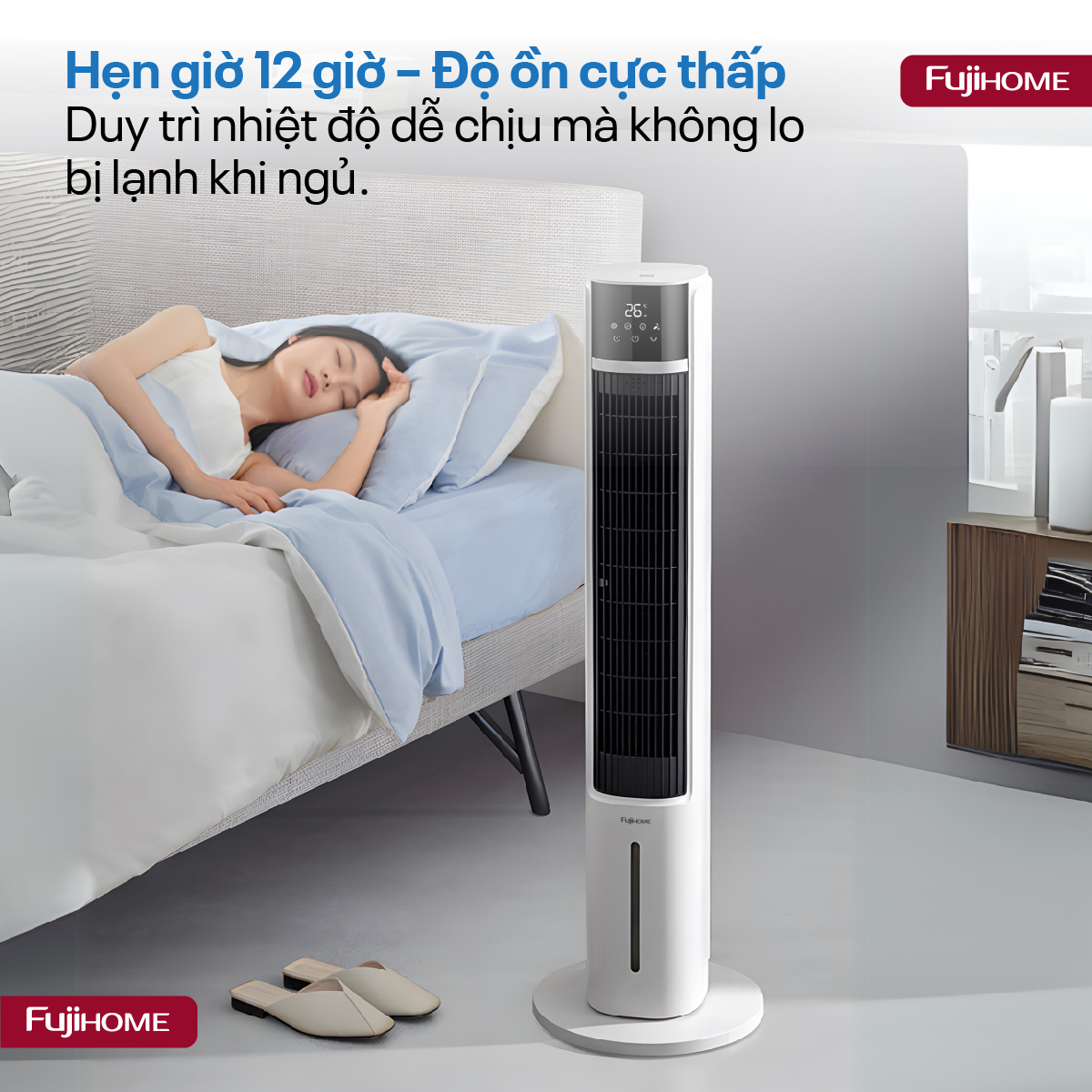 Mô tả Quạt tháp hơi nước tích hợp lọc không khí Ion Fujihome AC-DT5E - TẶNG KÈM 2 HỘP ĐÁ KHÔ - BH 24 tháng - 4