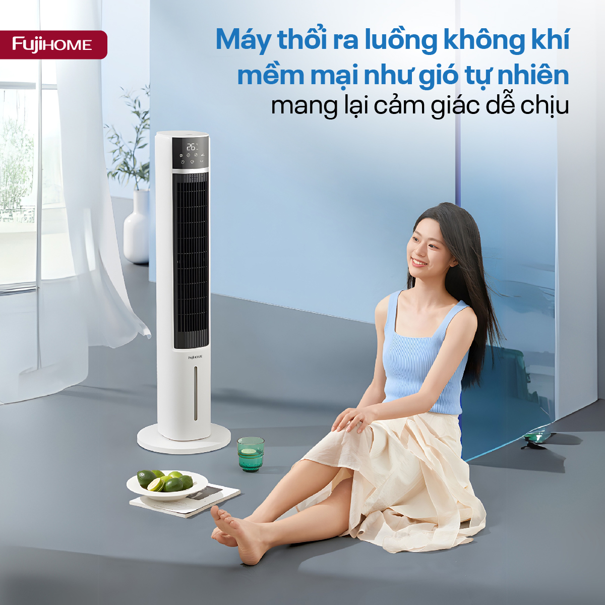 Mô tả Quạt tháp hơi nước tích hợp lọc không khí Ion Fujihome AC-DT5E - TẶNG KÈM 2 HỘP ĐÁ KHÔ - BH 24 tháng - 6