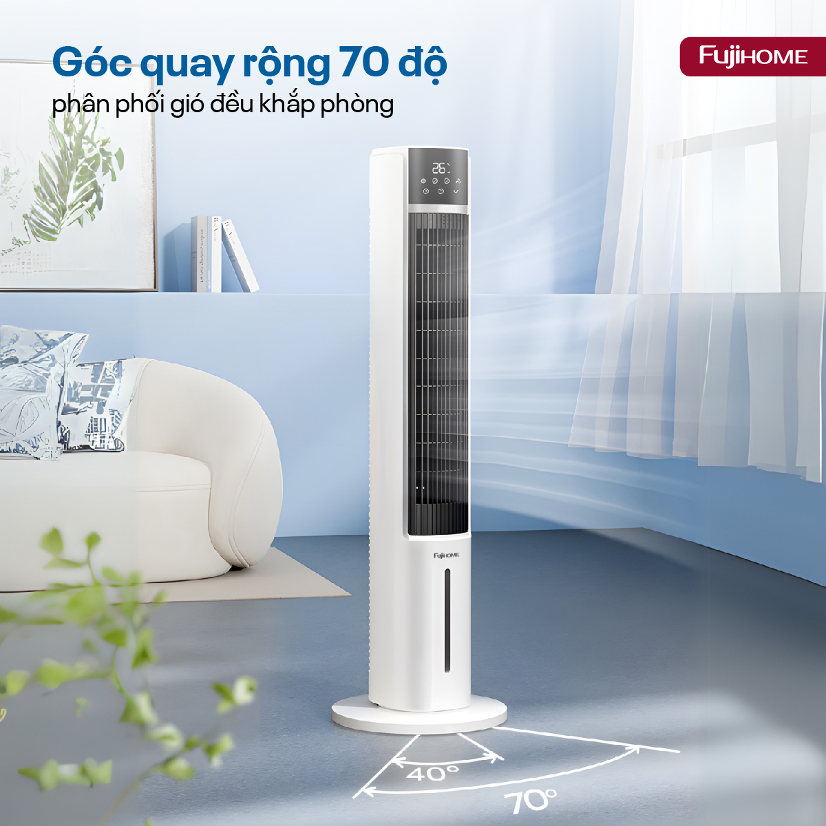 Mô tả Quạt tháp hơi nước tích hợp lọc không khí Ion Fujihome AC-DT5E - TẶNG KÈM 2 HỘP ĐÁ KHÔ - BH 24 tháng - 9