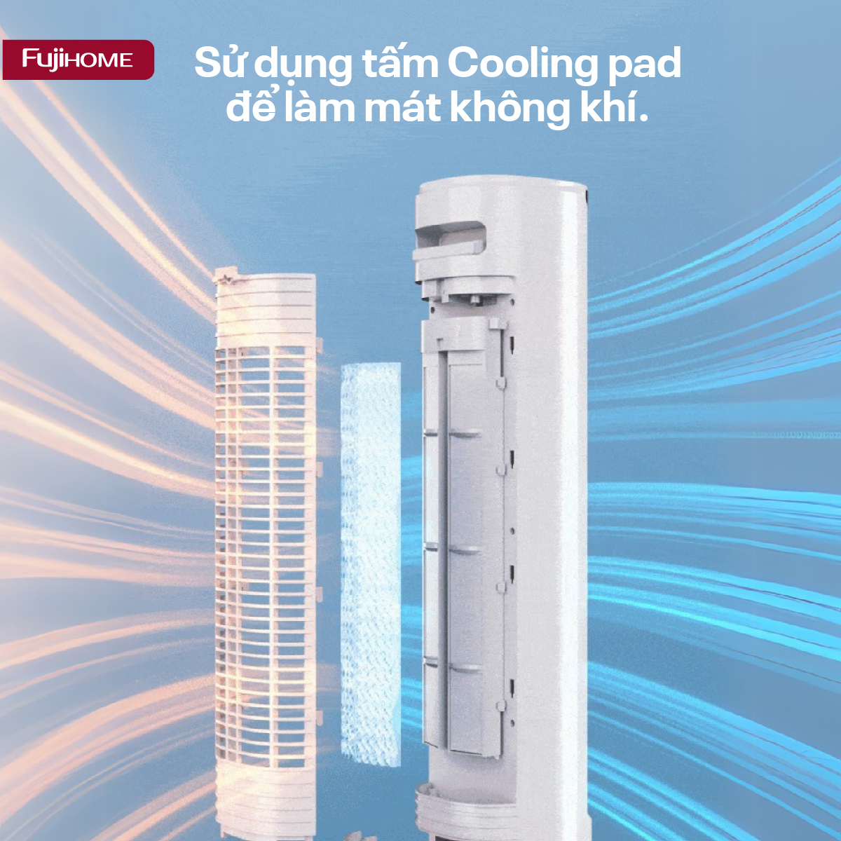 Mô tả Quạt tháp hơi nước tích hợp lọc không khí Ion Fujihome AC-DT5E - TẶNG KÈM 2 HỘP ĐÁ KHÔ - BH 24 tháng - 10
