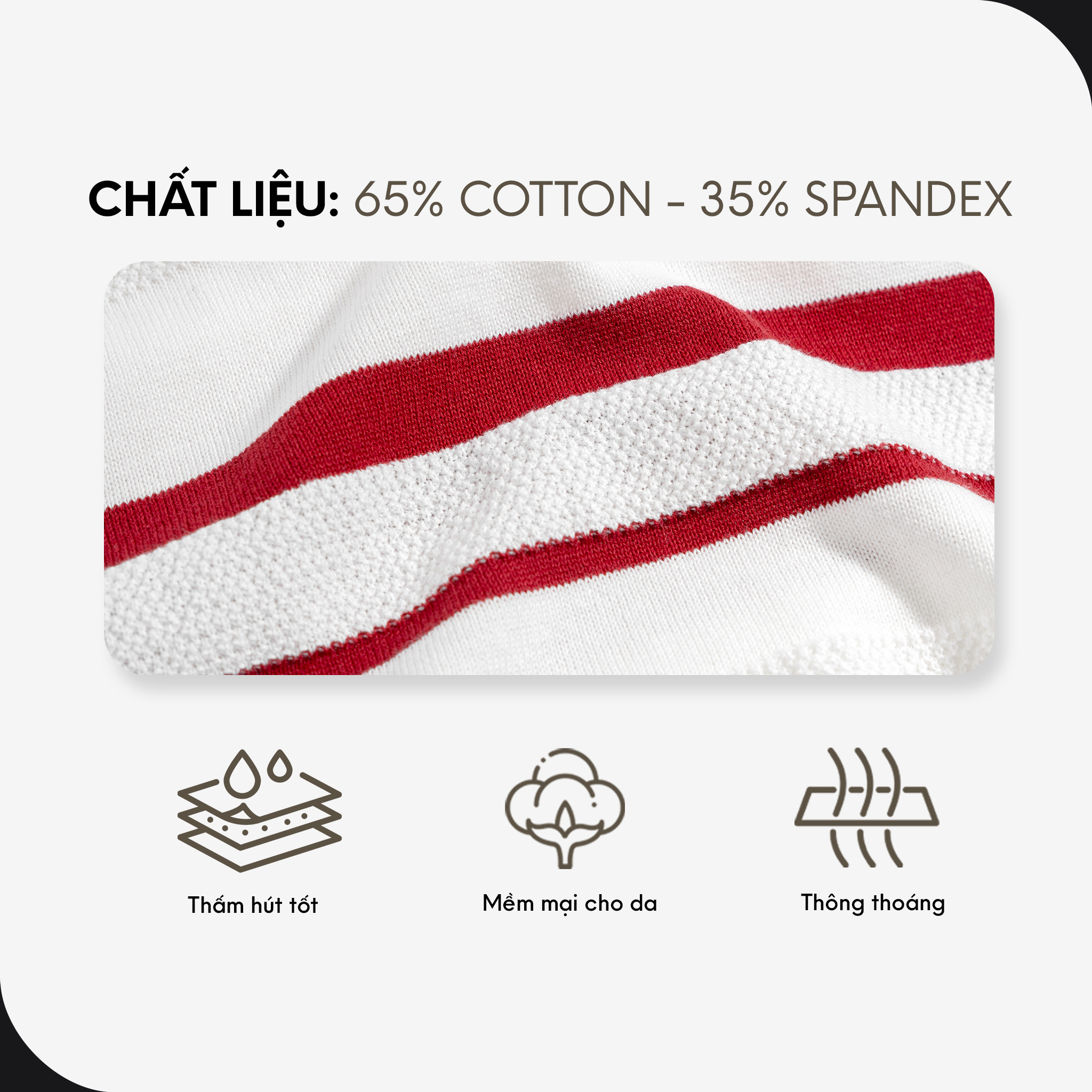 Mô tả Áo Thun Polo Nam Cao Cấp Dệt Kim Trắng Sọc Ngực Đỏ - SS2 By Cotton - 2