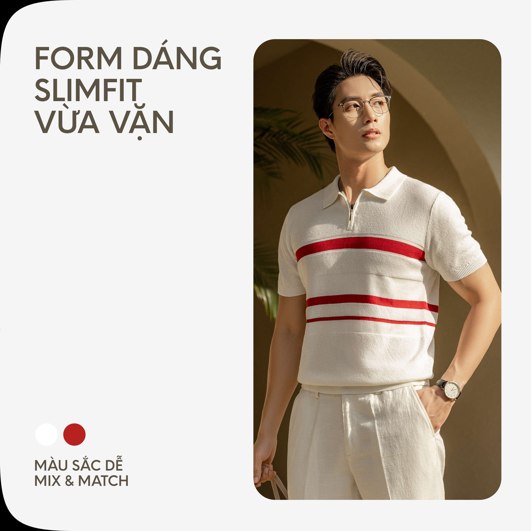 Mô tả Áo Thun Polo Nam Cao Cấp Dệt Kim Trắng Sọc Ngực Đỏ - SS2 By Cotton - 3