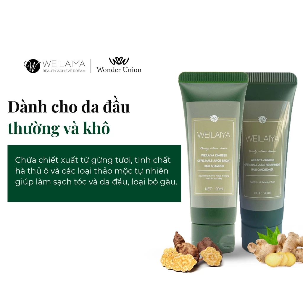 Mô tả Combo dầu gội xả gừng Weilaiya 20ml và 2 lọ serum mọc tóc 5ml ngăn rụng giúp mọc tóc hiệu quả - 2