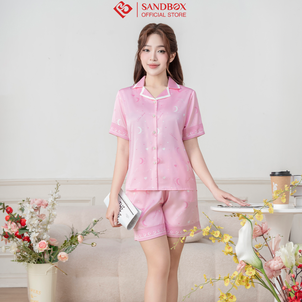 Mô tả Đồ Bộ Nữ, Bộ Pijama Đùi Mặc Nhà SANDBOX Lụa Latin Cao Cấp, Thiết Kế, Họa Tiết Độc Quyền(BLD25007) - 2