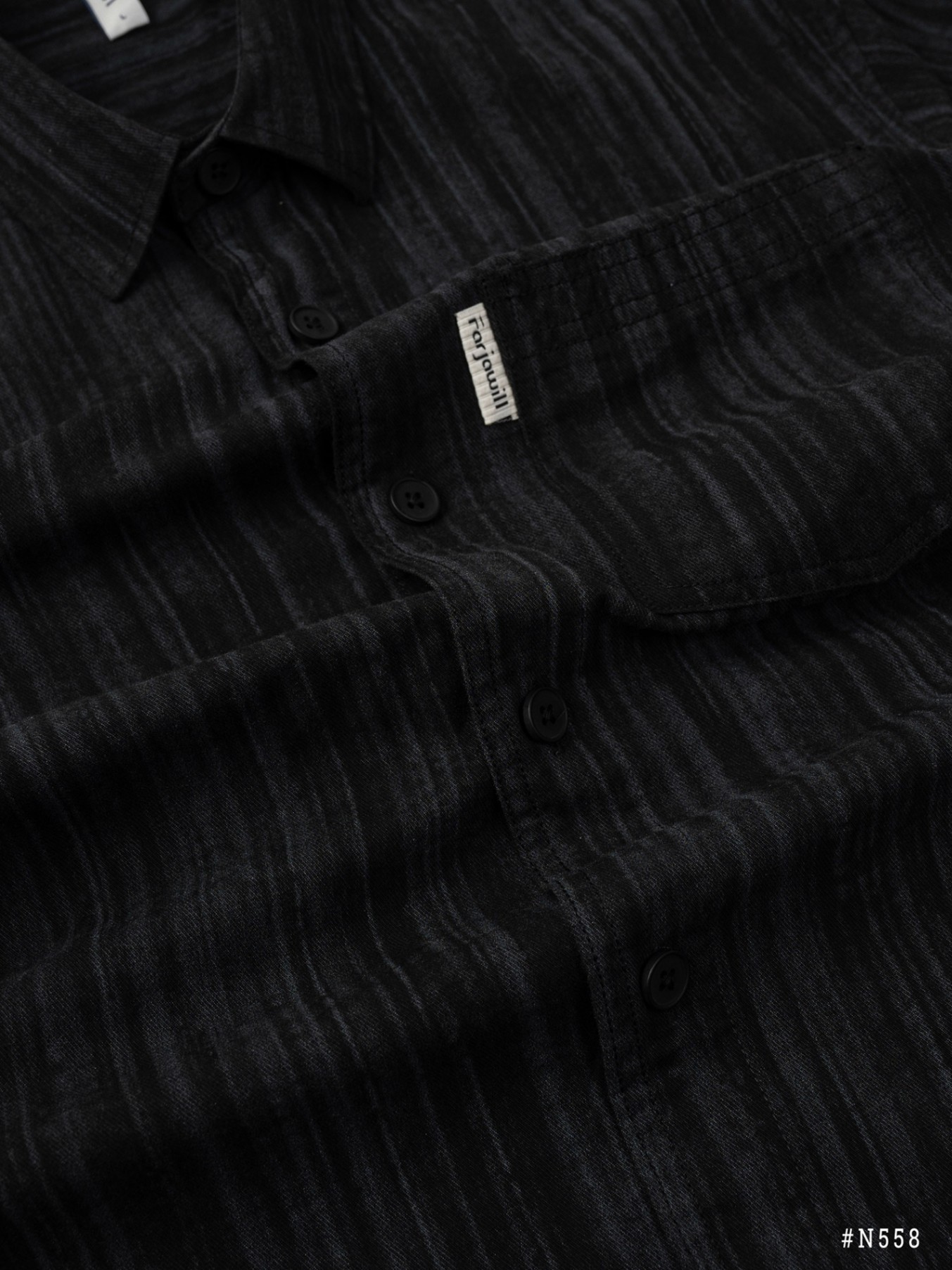 Mô tả Sơ Mi Nam Cộc Họa Tiết Sọc DENIMST 558, Form Suông Nhẹ - 2