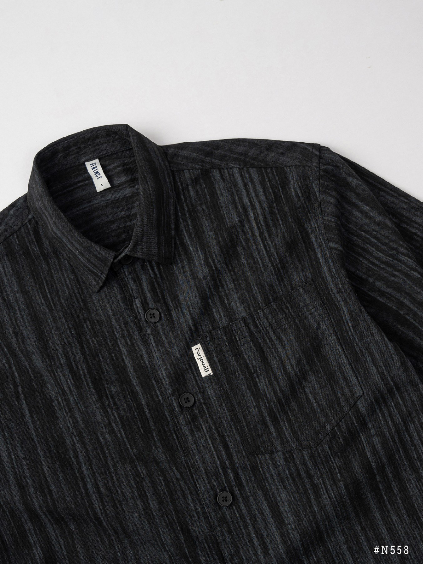 Mô tả Sơ Mi Nam Cộc Họa Tiết Sọc DENIMST 558, Form Suông Nhẹ - 9