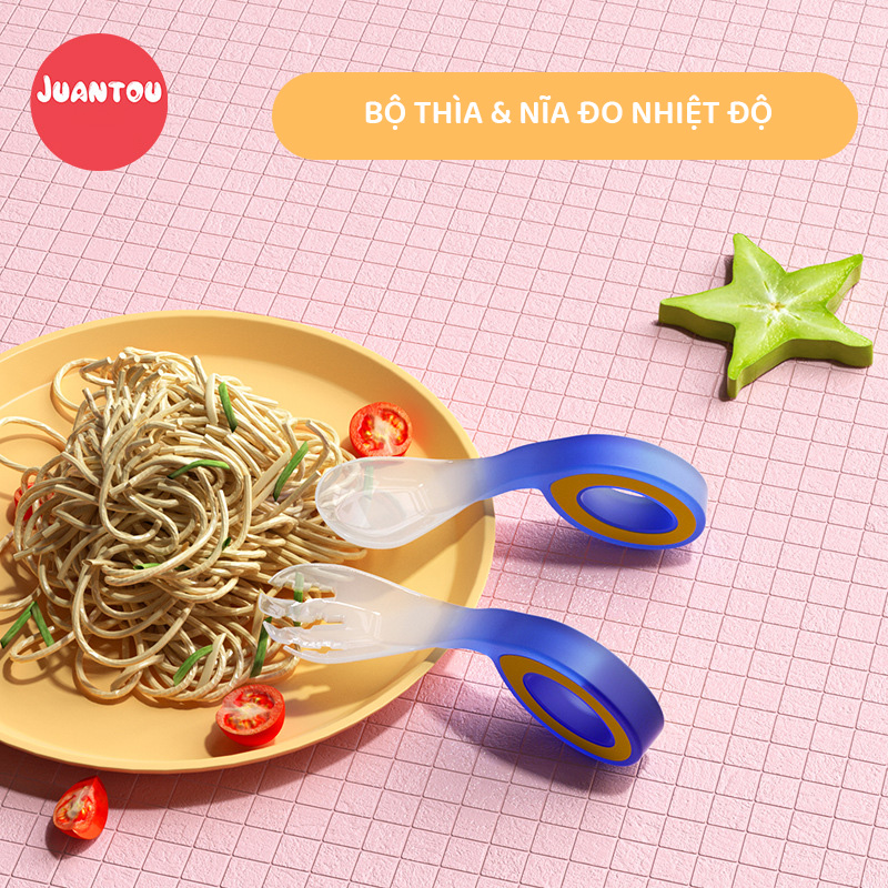 Mô tả Thìa Ăn Dặm cho bé cảm biến nhiệt độ cho bé đổi màu chống bỏng giúp bé học ăn thìa uốn cong - 1