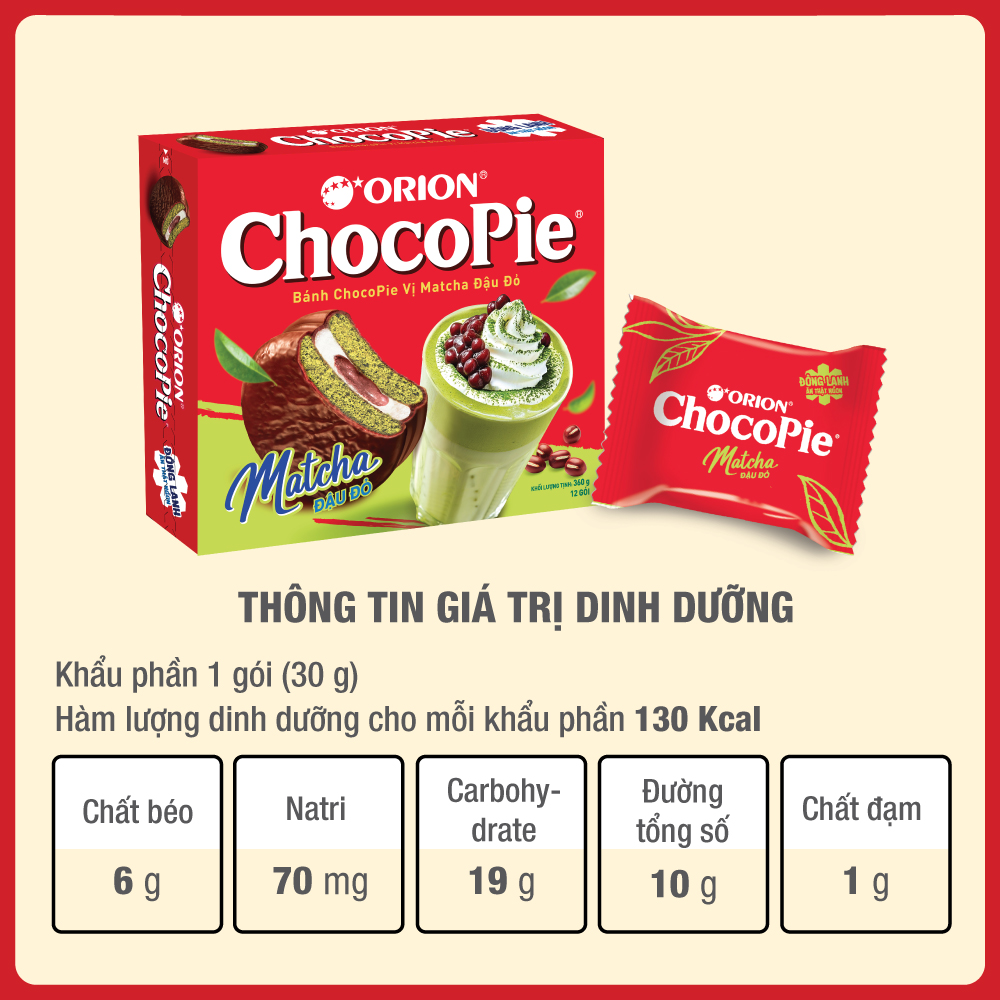 Mô tả Bánh ChocoPie Vị Matcha Đậu Đỏ (360g) - 2