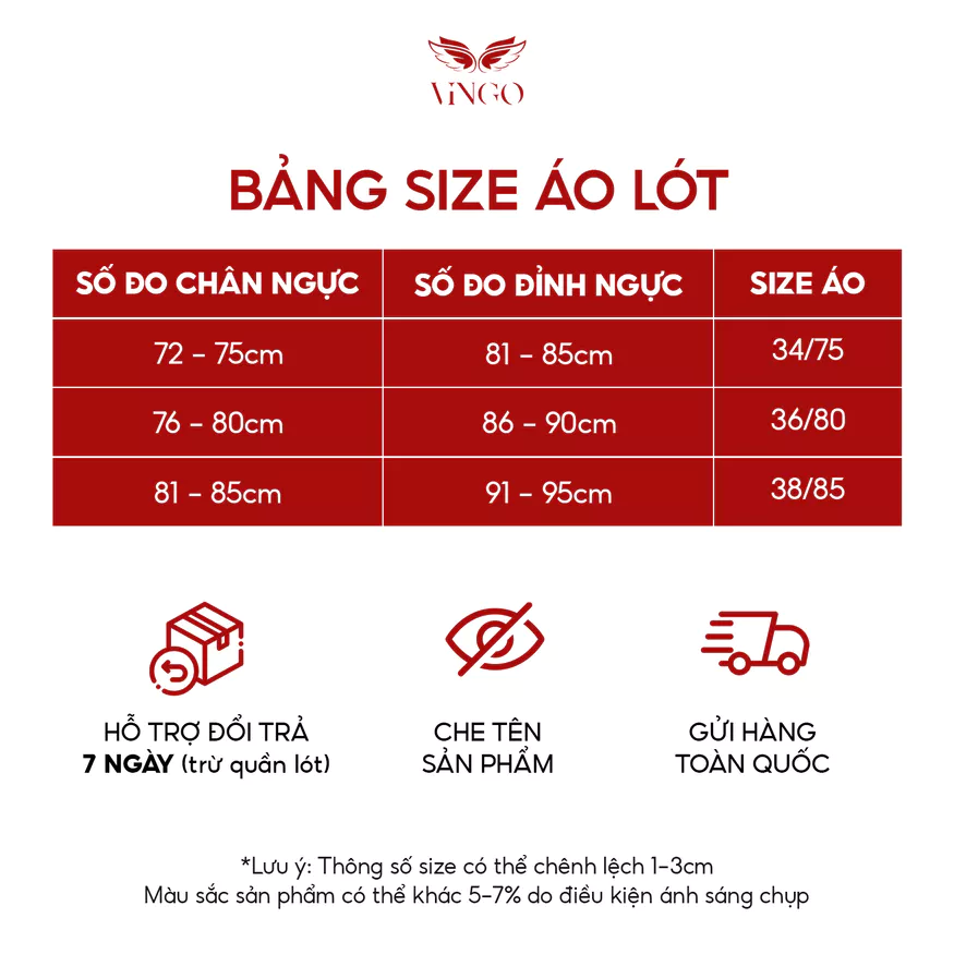 Áo lót Vingo S418/S436 không viền đúc su