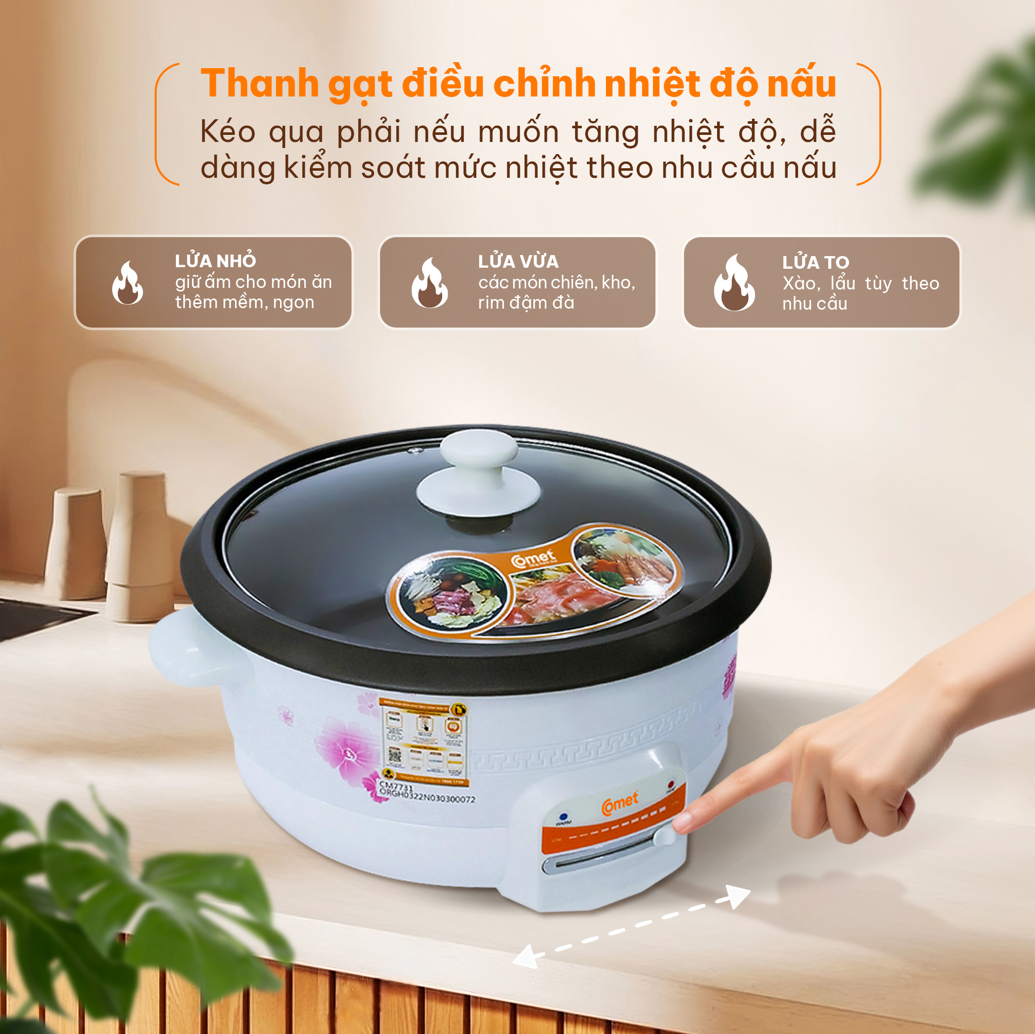 Mô tả Nồi lẩu điện 3,5L COMET - CM7731 - 3