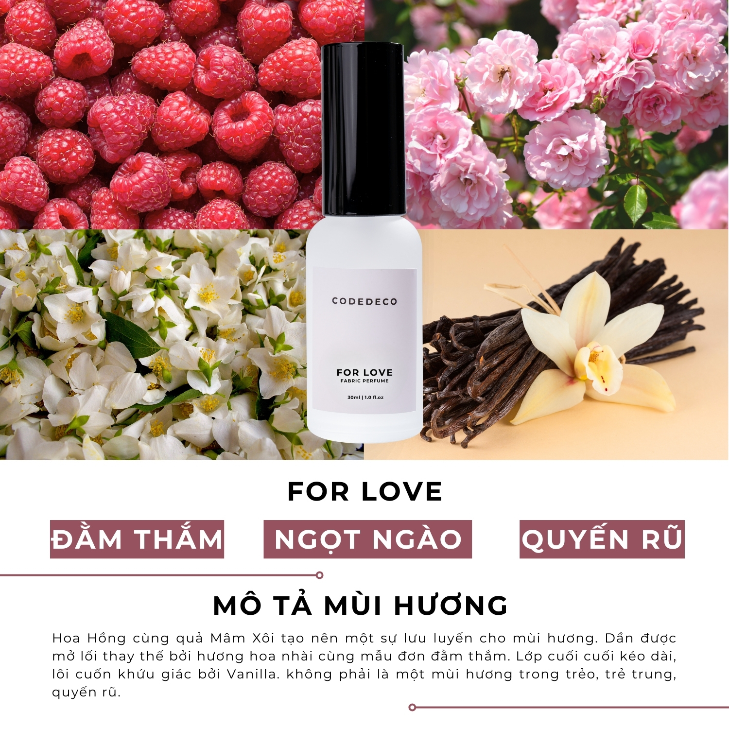 Mô tả COMBO 3 chai xịt thơm bodymist hương nước hoa CODEDECO 30ml, 3 tầng hương, lưu hương lên tới 6h - 3