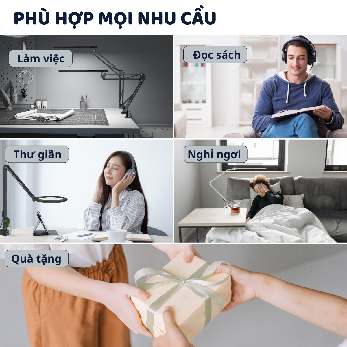 Mô tả Đèn bàn học Led bảo vệ mắt Ergo Edge DandiHome chống cận để học tập, làm việc, có thể kéo dài, gấp gọn - 4 chế độ sáng - 2