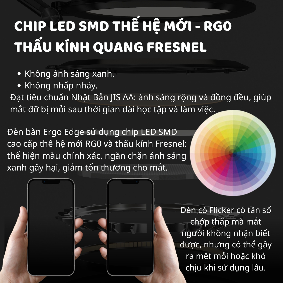 Mô tả Đèn bàn học Led bảo vệ mắt Ergo Edge DandiHome chống cận để học tập, làm việc, có thể kéo dài, gấp gọn - 4 chế độ sáng - 6