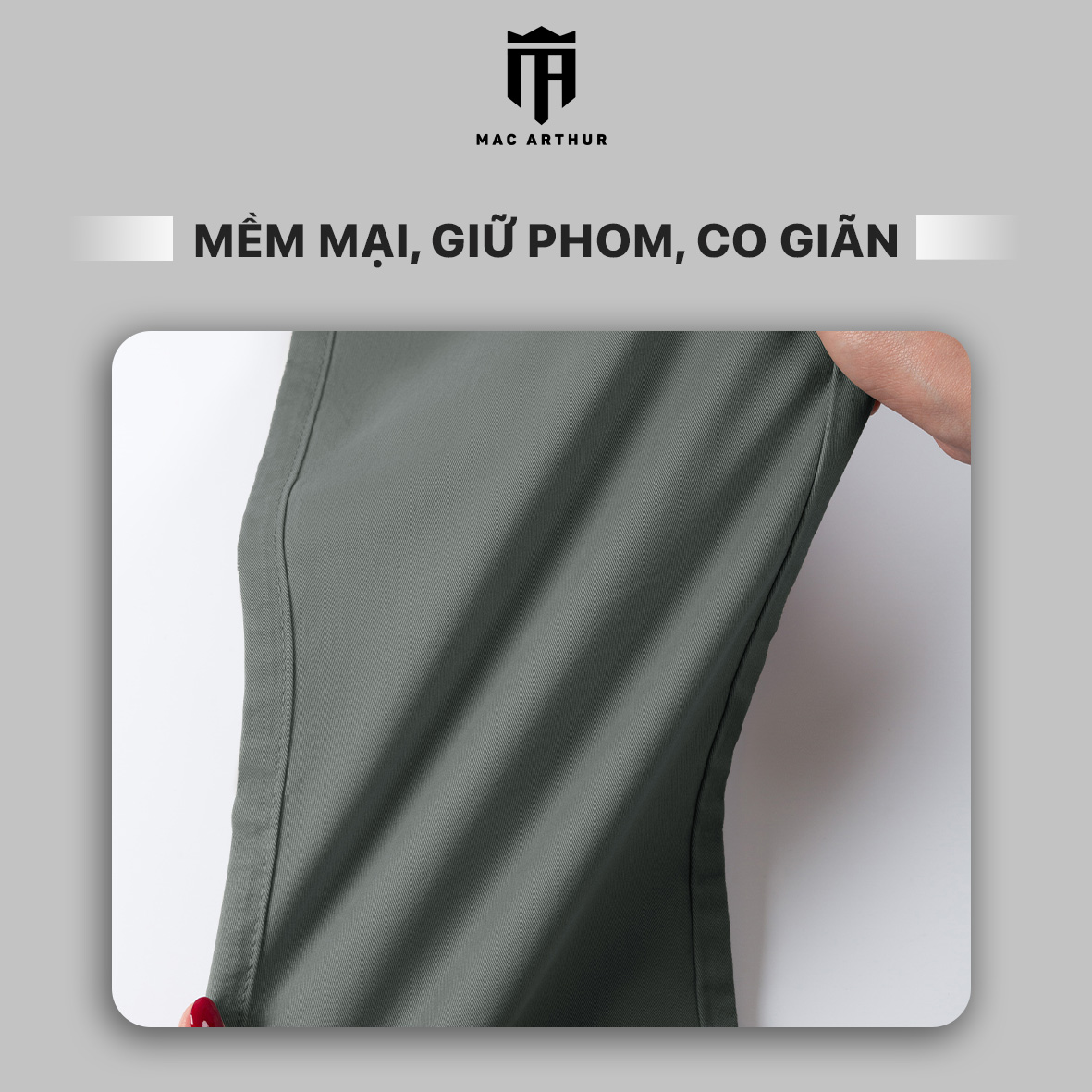 Mô tả Quần dài kaki nam MAC ARTHUR ôm vừa, khỏe khoắn, mềm mịn, co giãn - 1