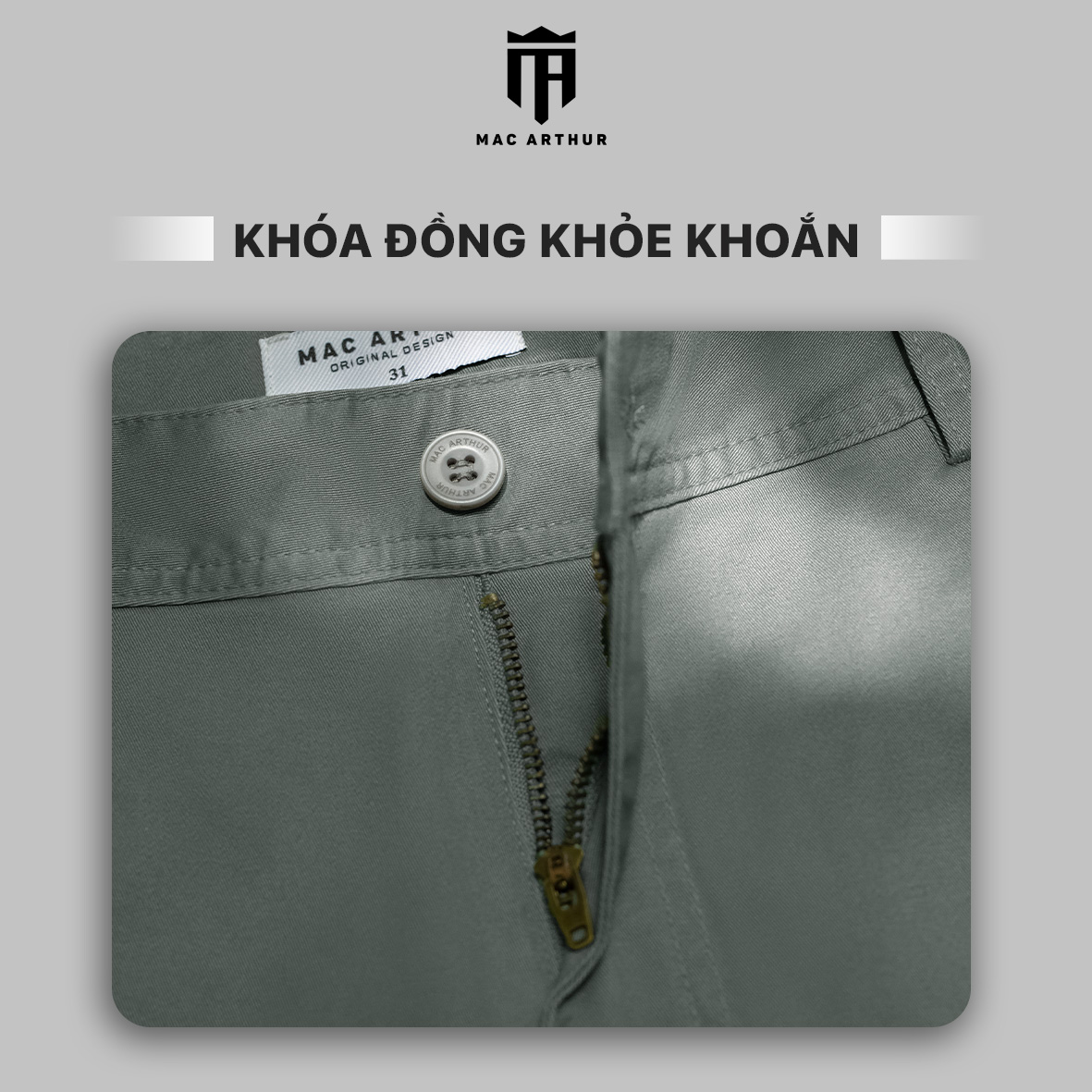 Mô tả Quần dài kaki nam MAC ARTHUR ôm vừa, khỏe khoắn, mềm mịn, co giãn - 2