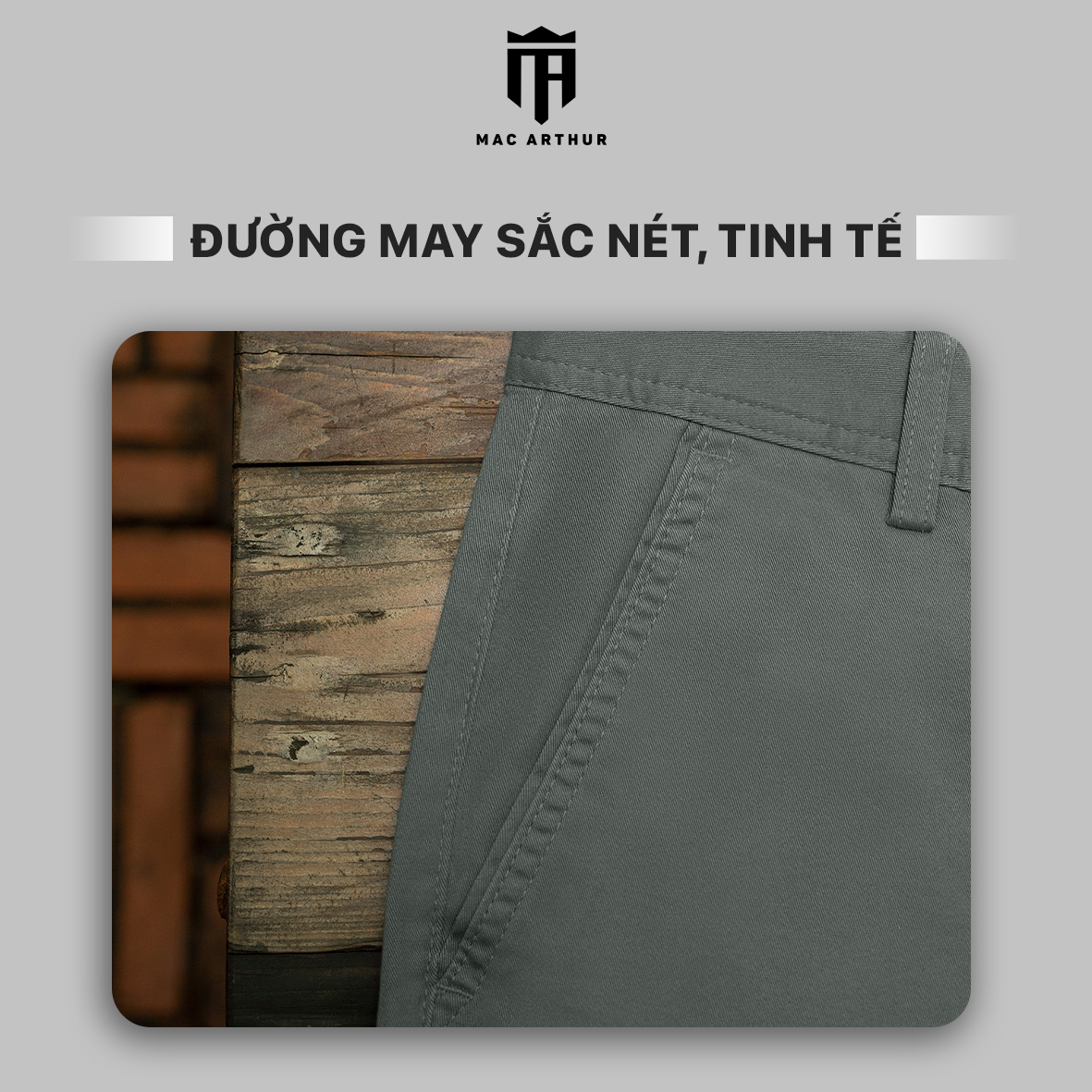 Mô tả Quần dài kaki nam MAC ARTHUR ôm vừa, khỏe khoắn, mềm mịn, co giãn - 3
