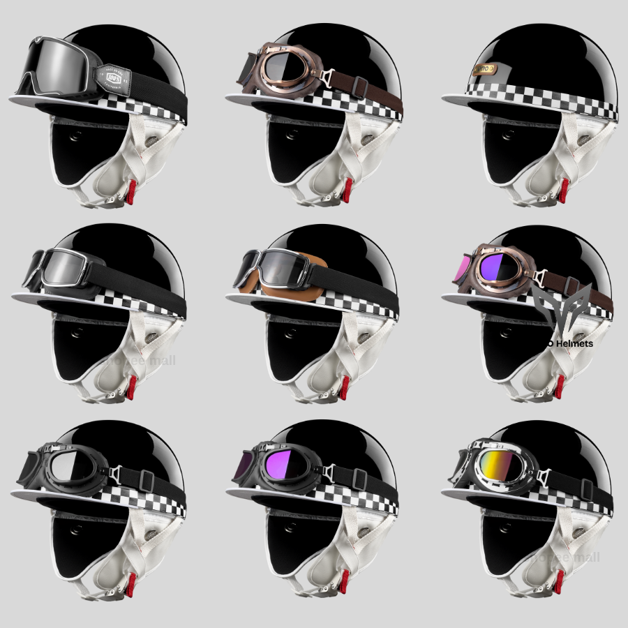 Mô tả Mũ bảo hiểm nửa đầu Bosozoku Japan Style nửa đầu vintage - Mũ bảo hiểm harley có ốp da kiểu Nhật Bản - 4
