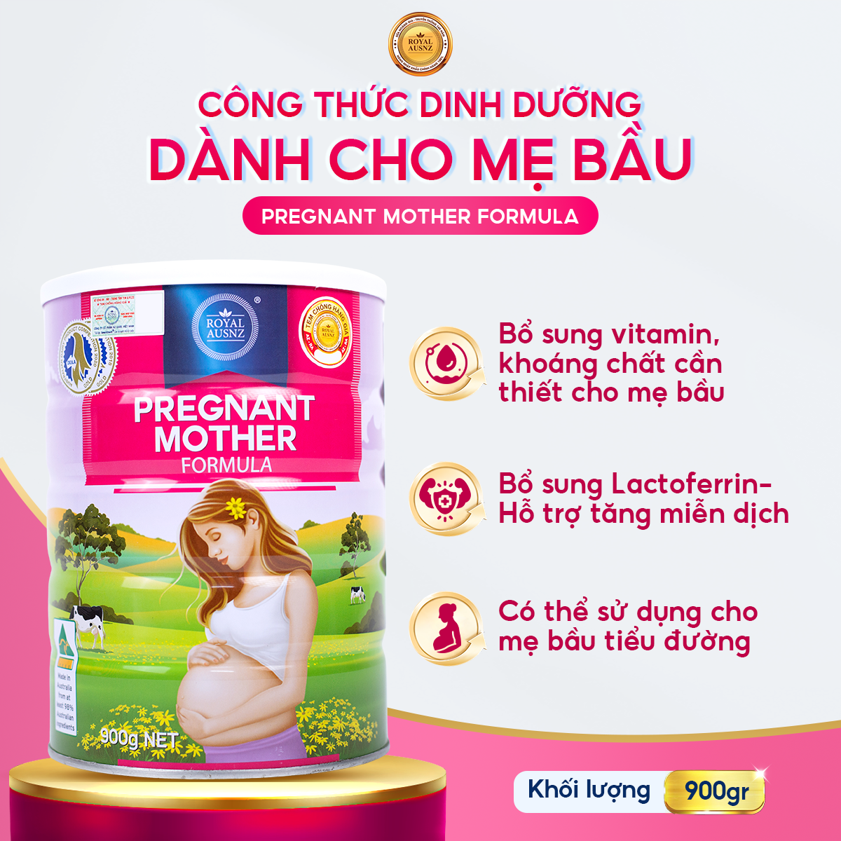 Mô tả DEAL LIVE - Sữa Bột Hoàng Gia Pregnant Mother Formula Dành Cho Phụ Nữ Mang Thai Royal AUSNZ 900g - 1