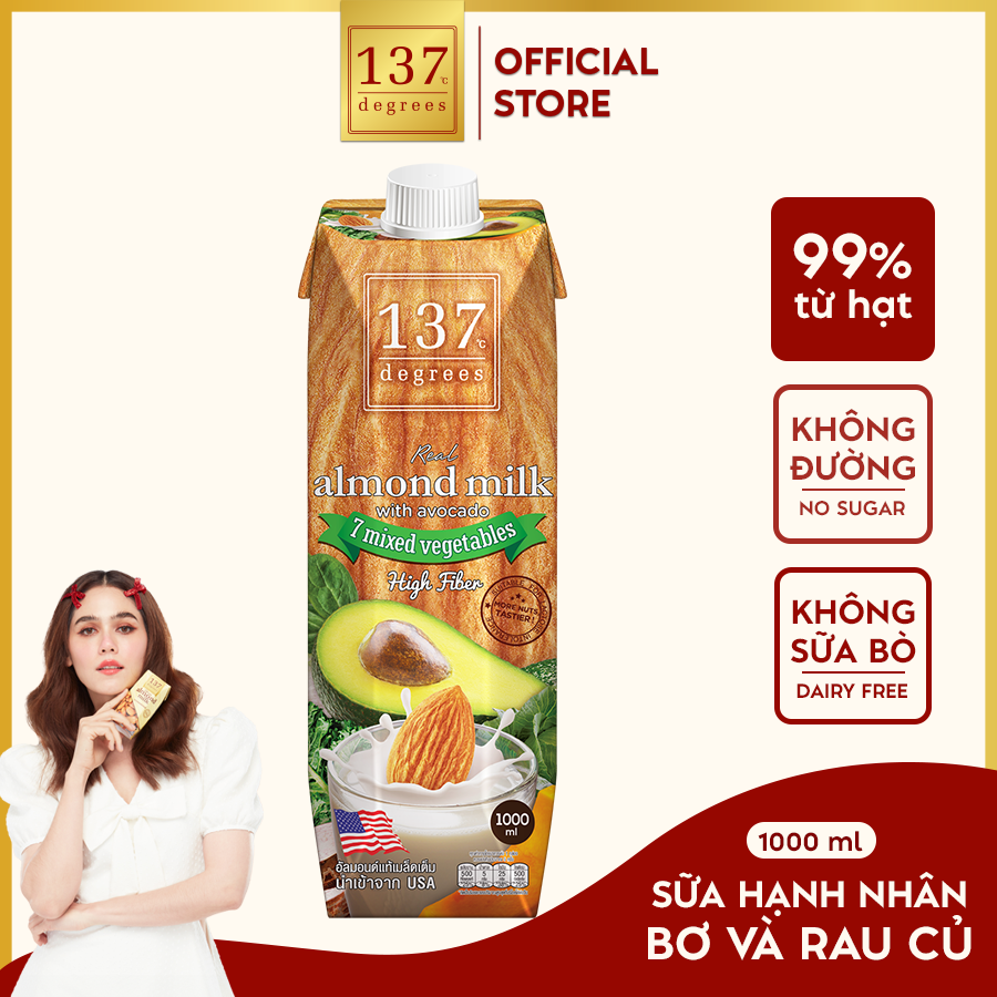 Mô tả Sữa Hạt Hạnh Nhân Bơ Và Rau Củ Nguyên Chất 137 DEGREES Ngọt Từ Mật Hoa Dừa (Không Đường) - 1