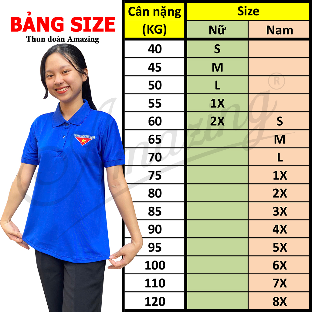 Mô tả Áo Đoàn Thanh Niên cho nam, thêu logo cờ đỏ sao vàng, size tới 100kg, vải thun lạnh,hiệu Amazing - 1