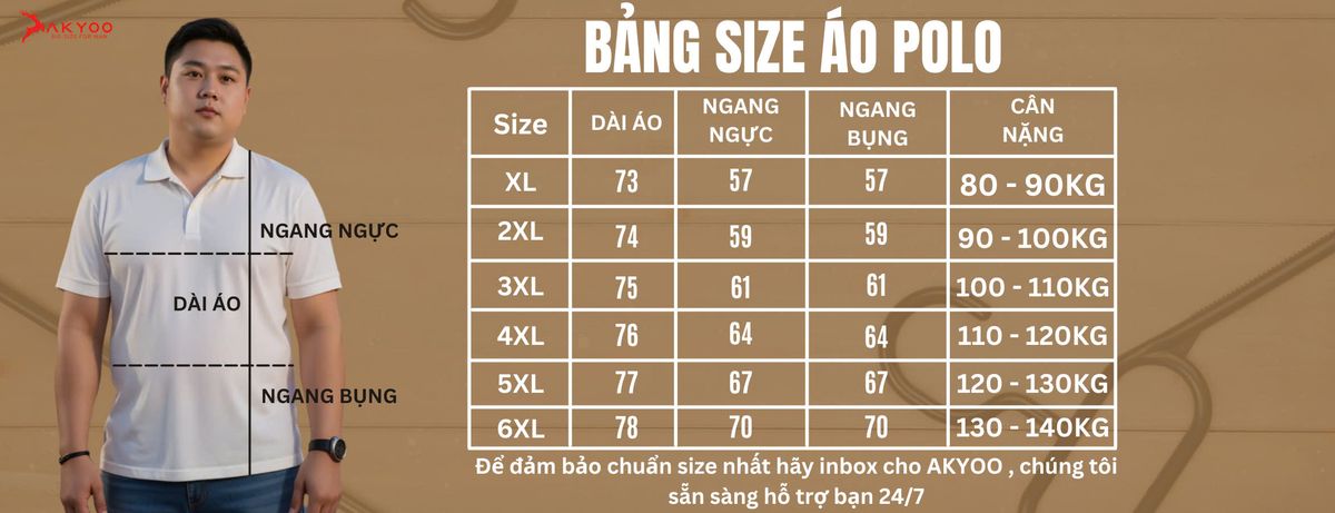Mô tả Áo Polo Thun Nam Bigsize 80-140kg AKYOO Cao Cấp, Chất Liệu Cotton Co Giãn, Thoáng Mát - PL P DEN - 1