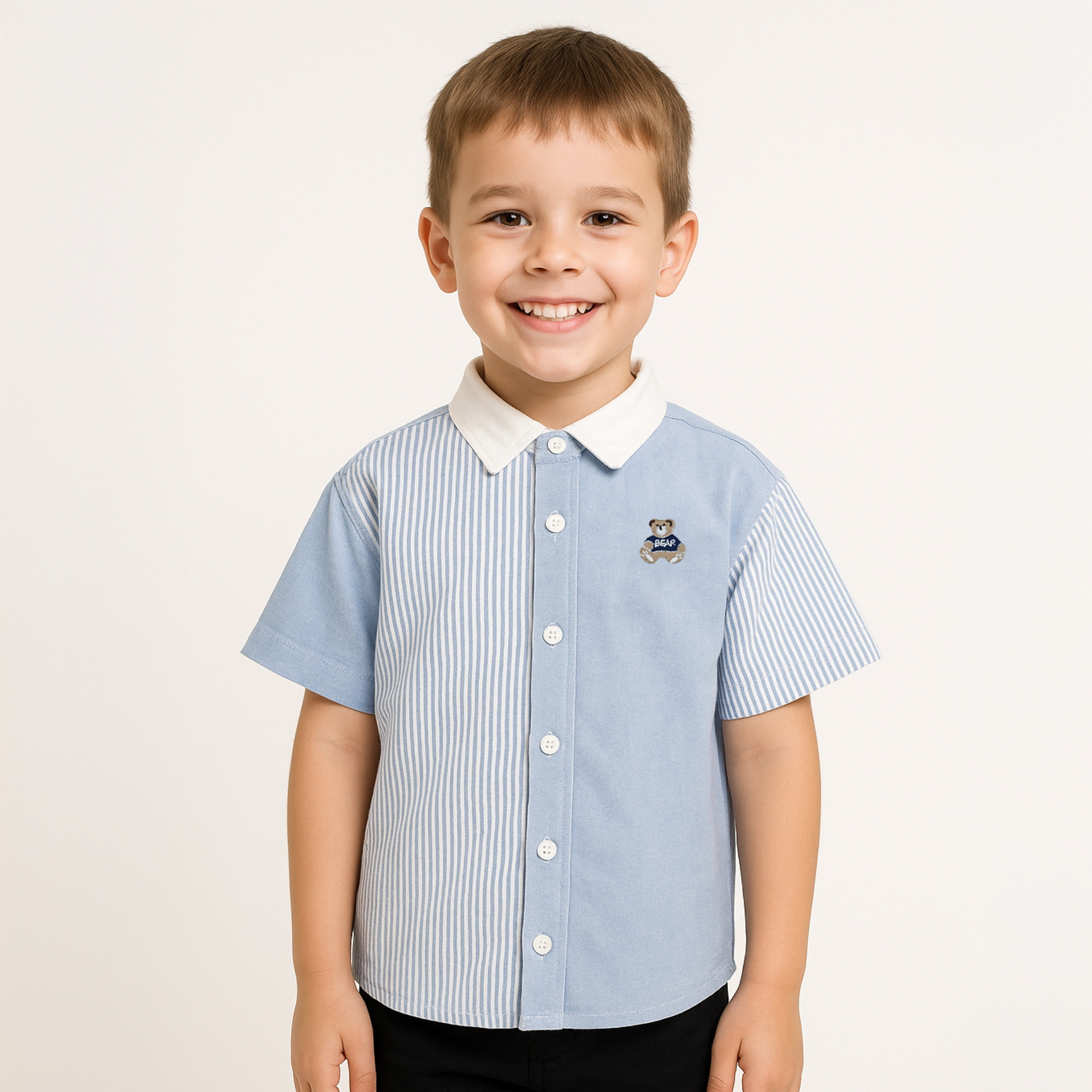 Áo sơ mi 27Kids KACADY cổ bẻ đơn sắc