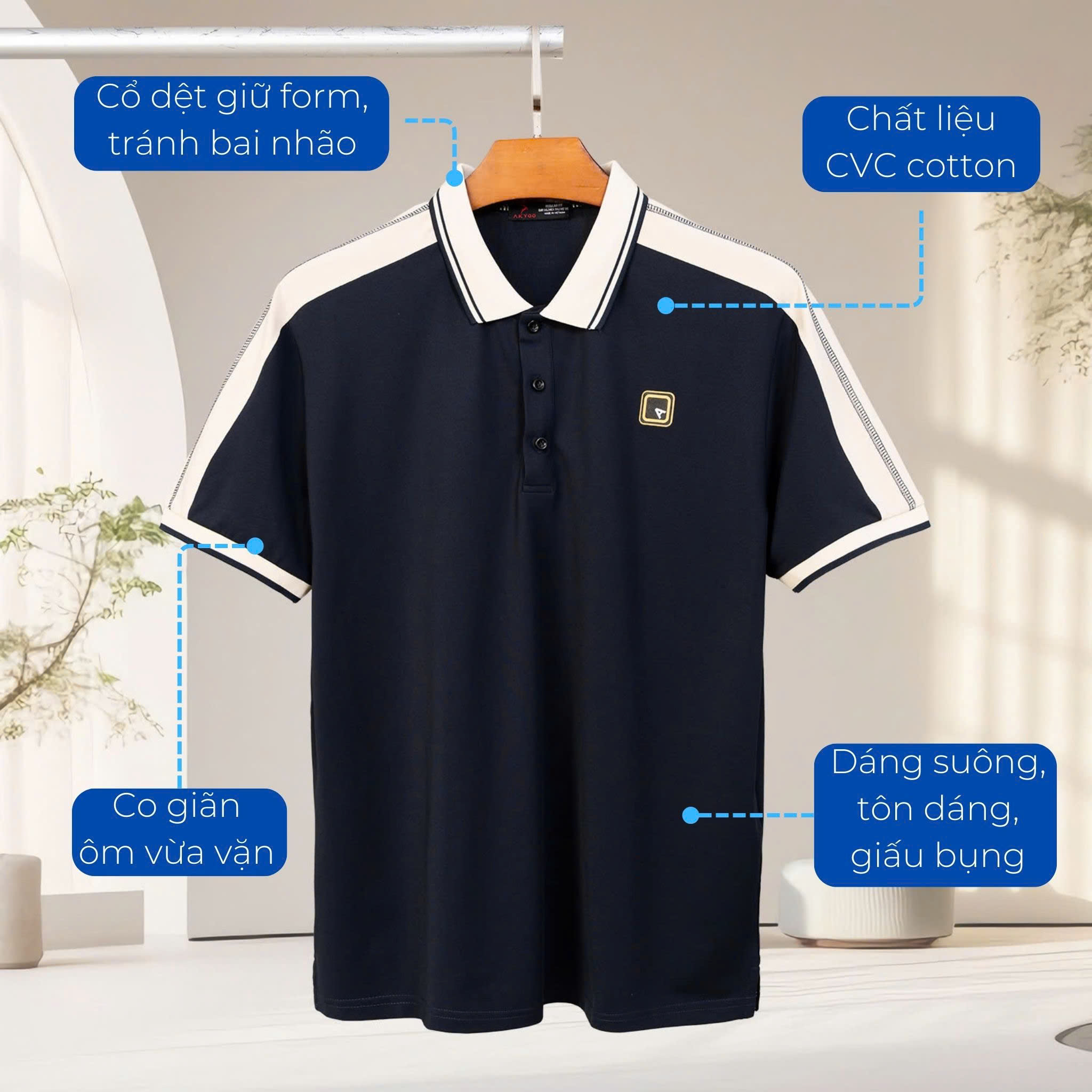 Mô tả Áo Thun Polo Nam Bigsize 80-140kg AKYOO Chất Liệu CVC Cao Cấp - PL X THAN - 2