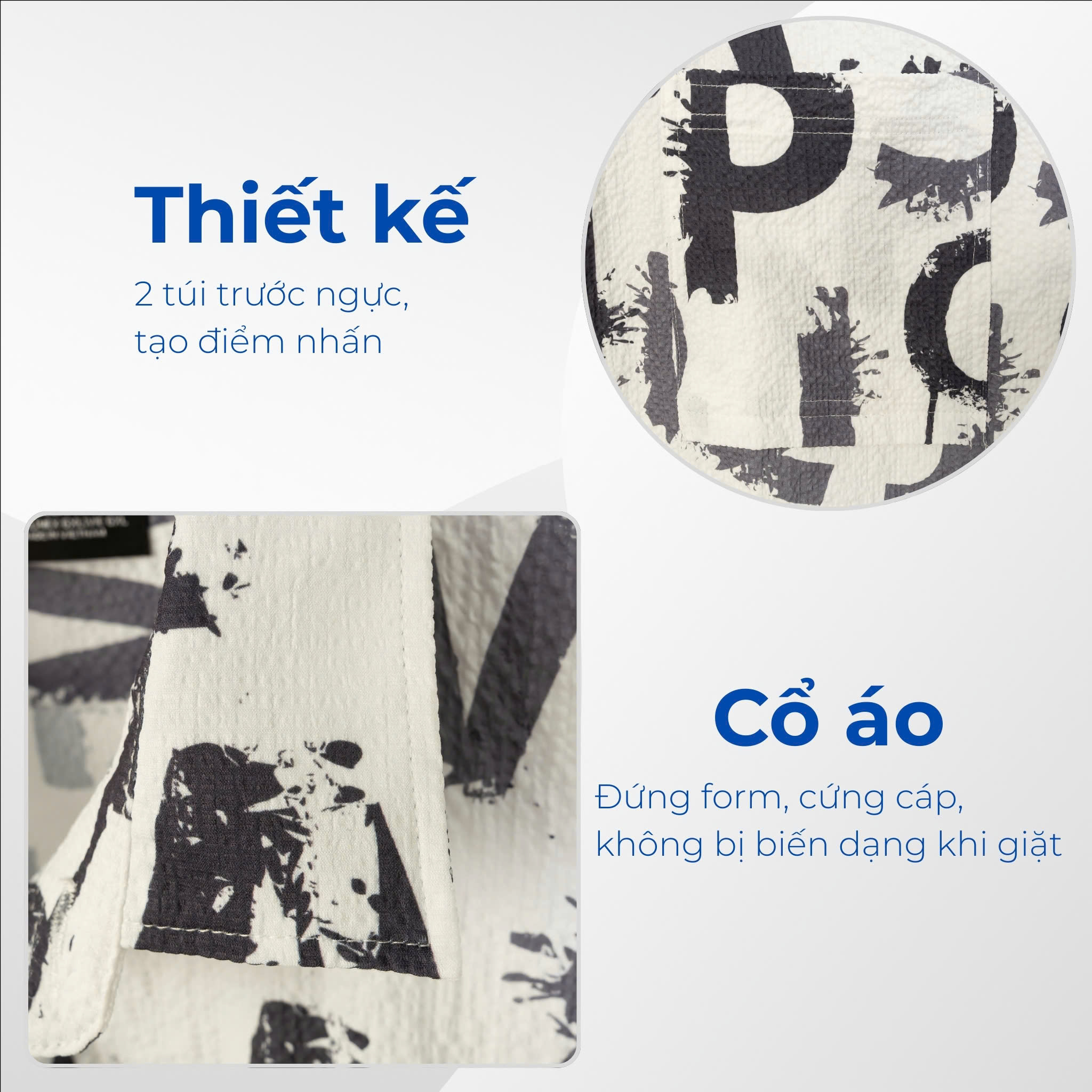 Mô tả Áo Sơ Mi Bigsize Nam 80-140kg AKYOO - Hoạ Tiết Trẻ Trung - SM 2 TUI HT DEN XANH - 3