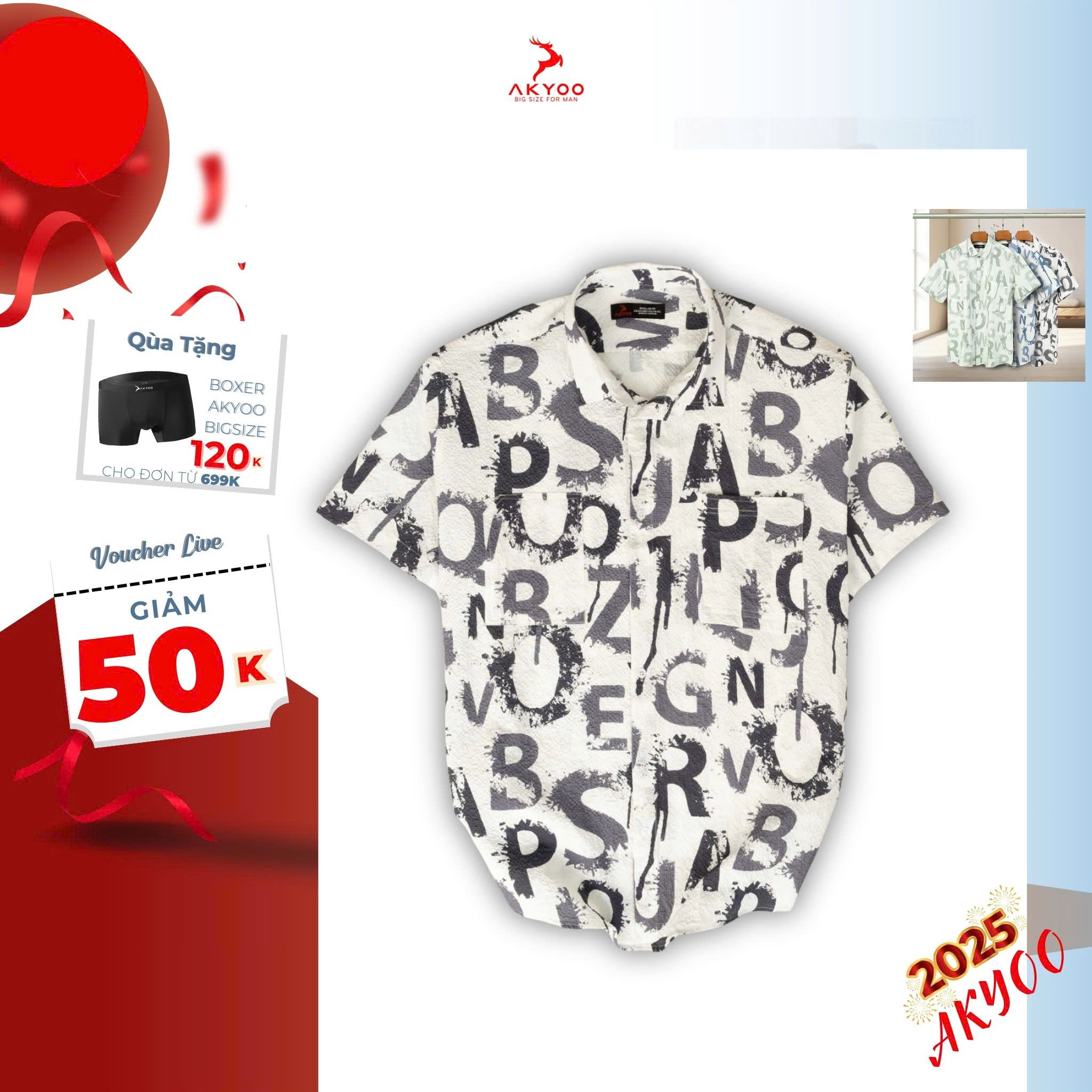 Mô tả Áo Sơ Mi Bigsize Nam 80-140kg AKYOO - Hoạ Tiết Trẻ Trung - SM 2 TUI HT DEN XANH - 5
