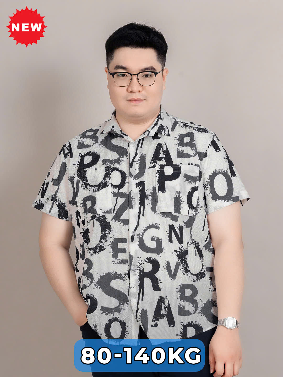 Mô tả Áo Sơ Mi Bigsize Nam 80-140kg AKYOO - Hoạ Tiết Trẻ Trung - SM 2 TUI HT DEN XANH - 7