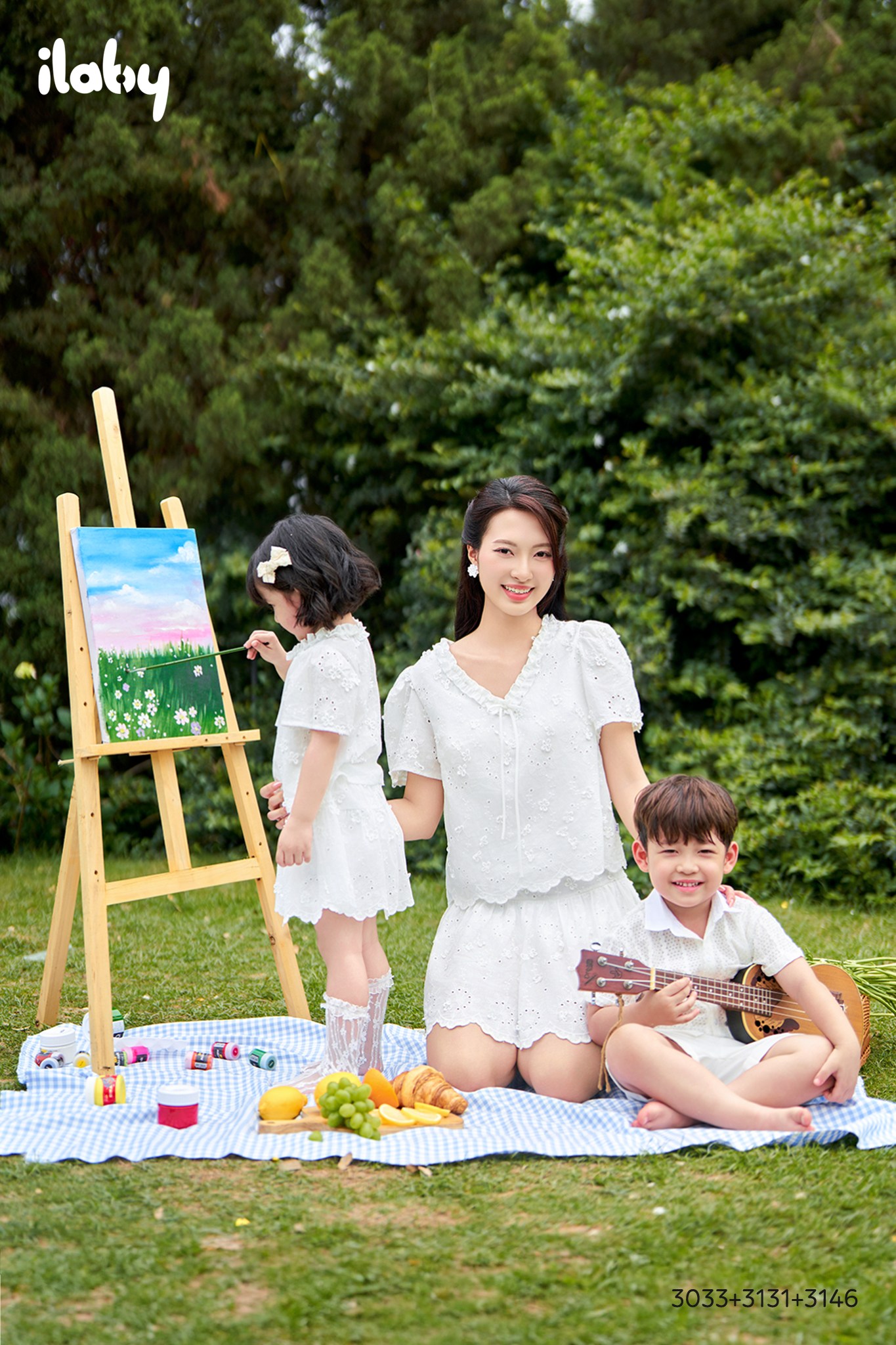 Mô tả Váy đôi mẹ và bé ILABY ren hoa trắng tay bồng dáng xòe dễ thương chất cotton thoáng mát [3033 + 3131 + 3146] - 1