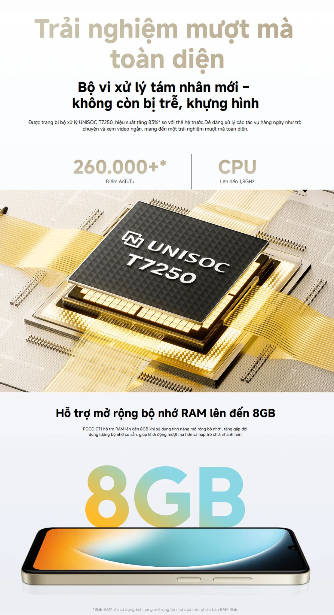 Mô tả Điện Thoại Thông Minh POCO C71 (3+64GB) | Màn rộng 6,88" | Vi xử lý 8 nhân | Camera kép 32MP AI | Mở khóa mặt, vân tay - 2