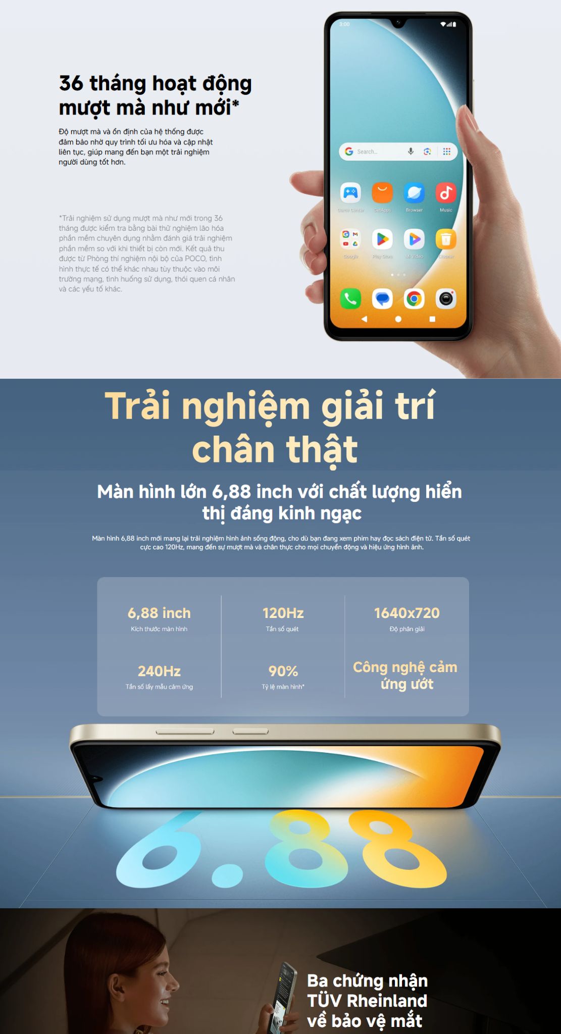 Mô tả Điện Thoại Thông Minh POCO C71 (3+64GB) | Màn rộng 6,88" | Vi xử lý 8 nhân | Camera kép 32MP AI | Mở khóa mặt, vân tay - 3