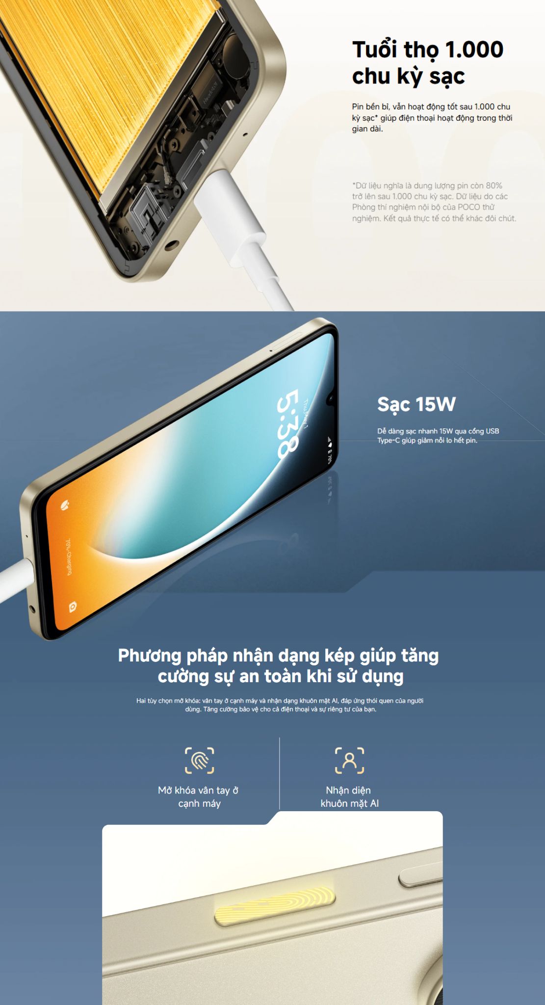 Mô tả Điện Thoại Thông Minh POCO C71 (3+64GB) | Màn rộng 6,88" | Vi xử lý 8 nhân | Camera kép 32MP AI | Mở khóa mặt, vân tay - 6