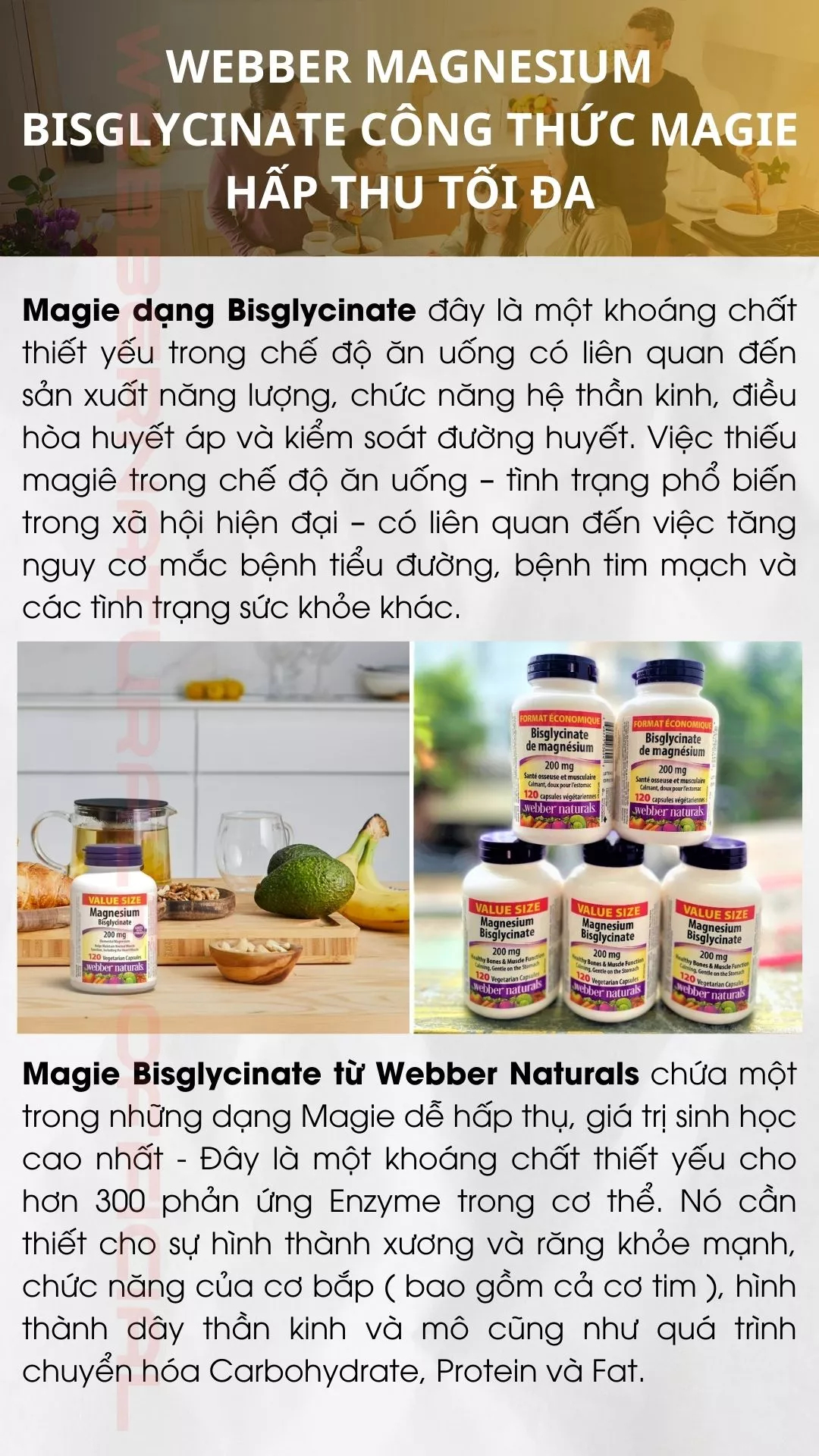 Mô tả Viên uống bổ sung Magiê Webber Naturals Magnesium Bisglycinate 200mg - 1