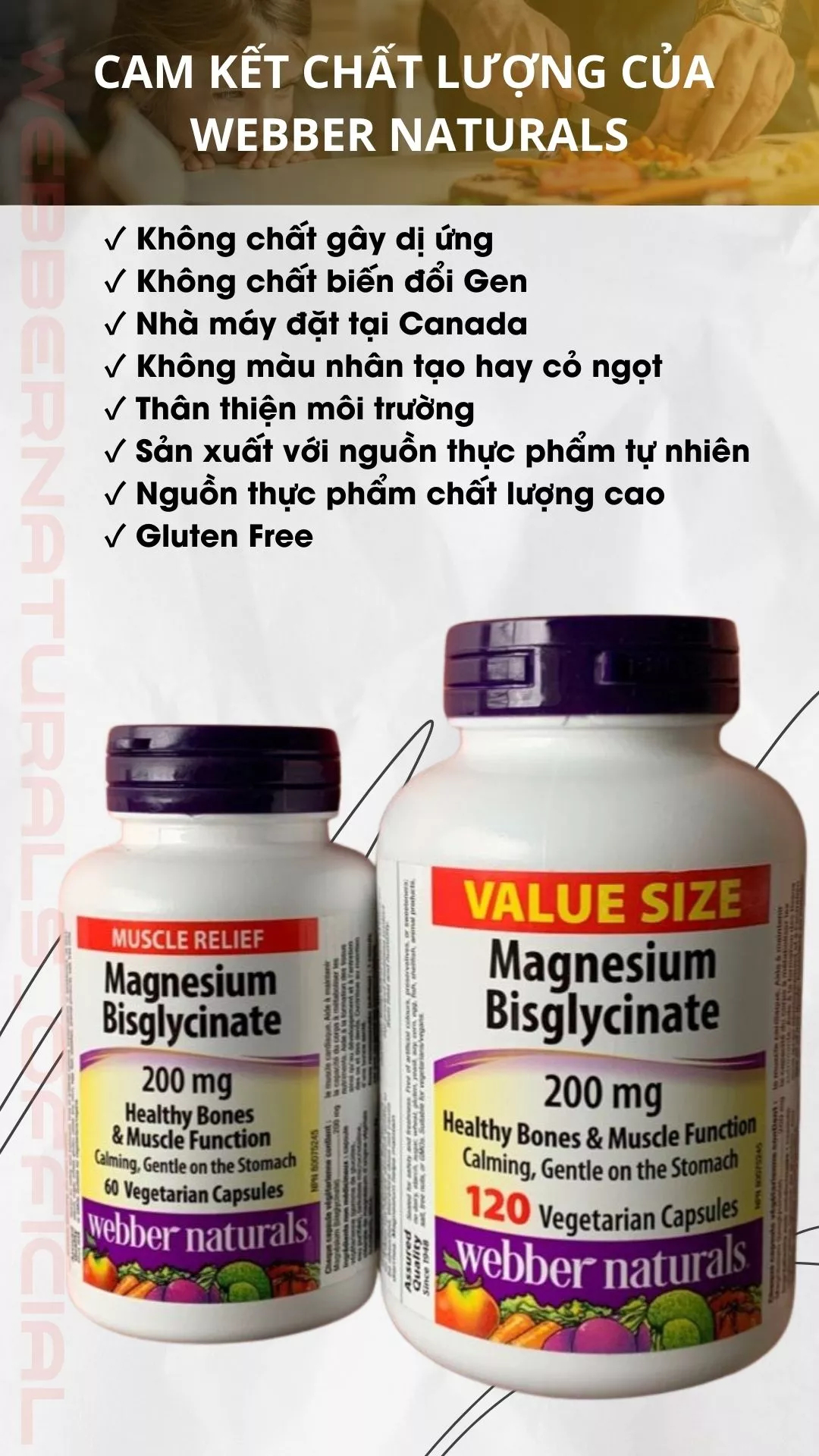 Mô tả Viên uống bổ sung Magiê Webber Naturals Magnesium Bisglycinate 200mg - 2