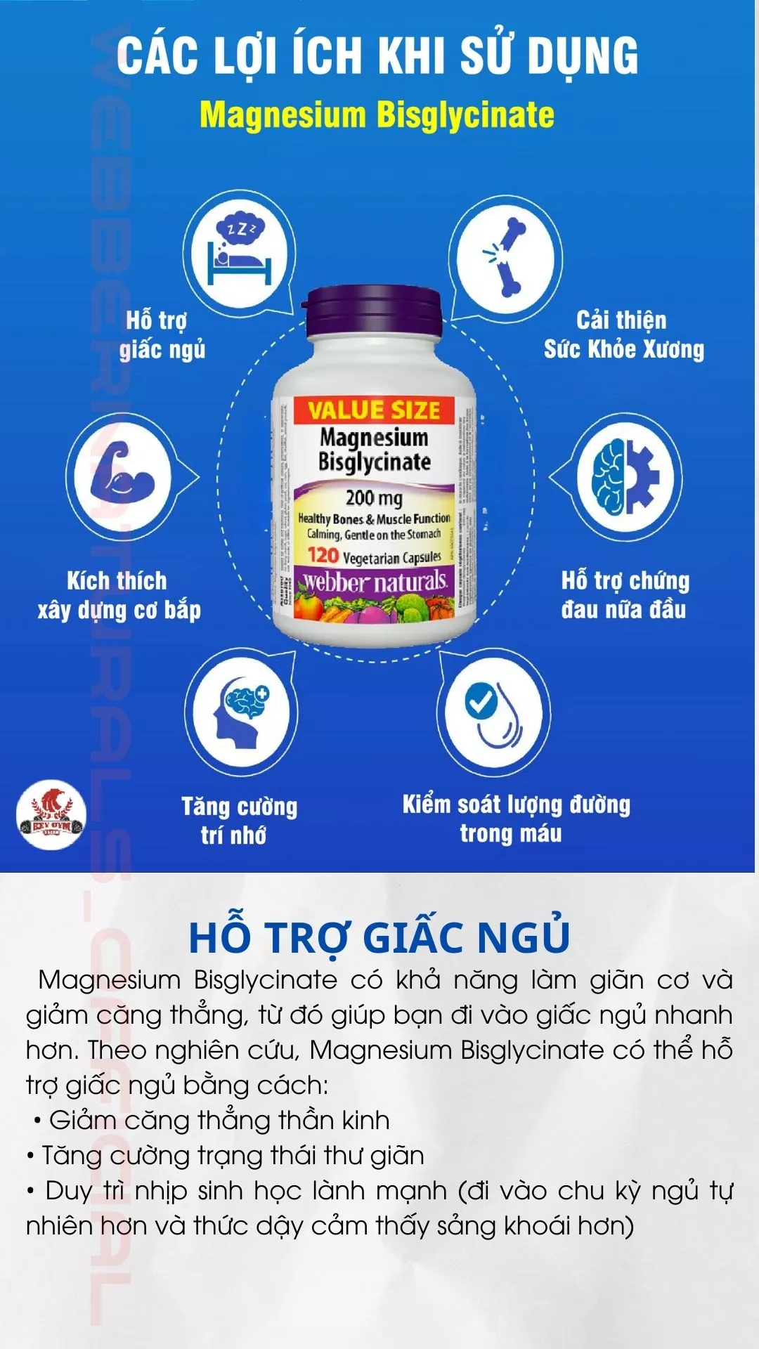 Mô tả Viên uống bổ sung Magiê Webber Naturals Magnesium Bisglycinate 200mg - 3
