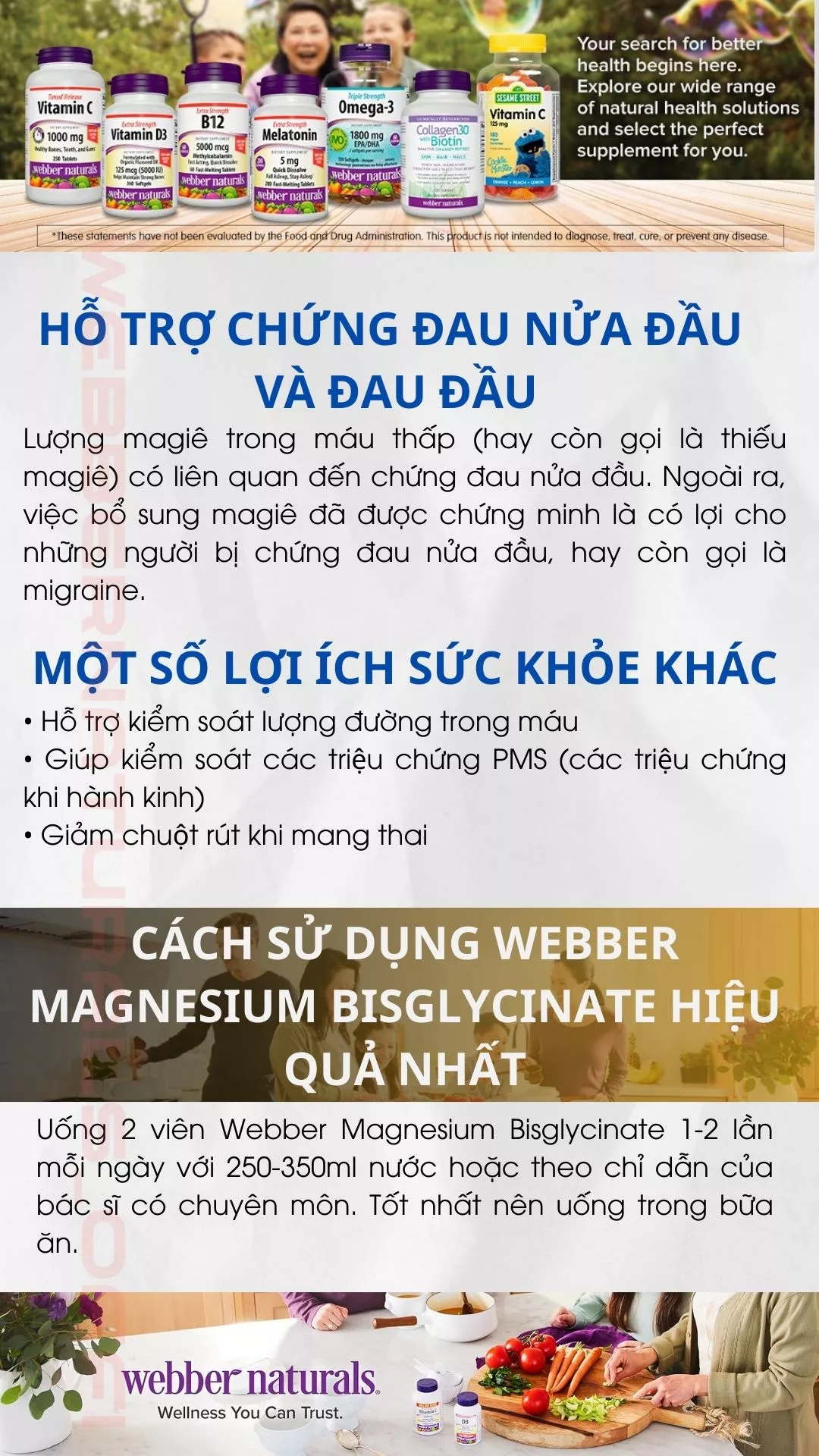 Mô tả Viên uống bổ sung Magiê Webber Naturals Magnesium Bisglycinate 200mg - 5