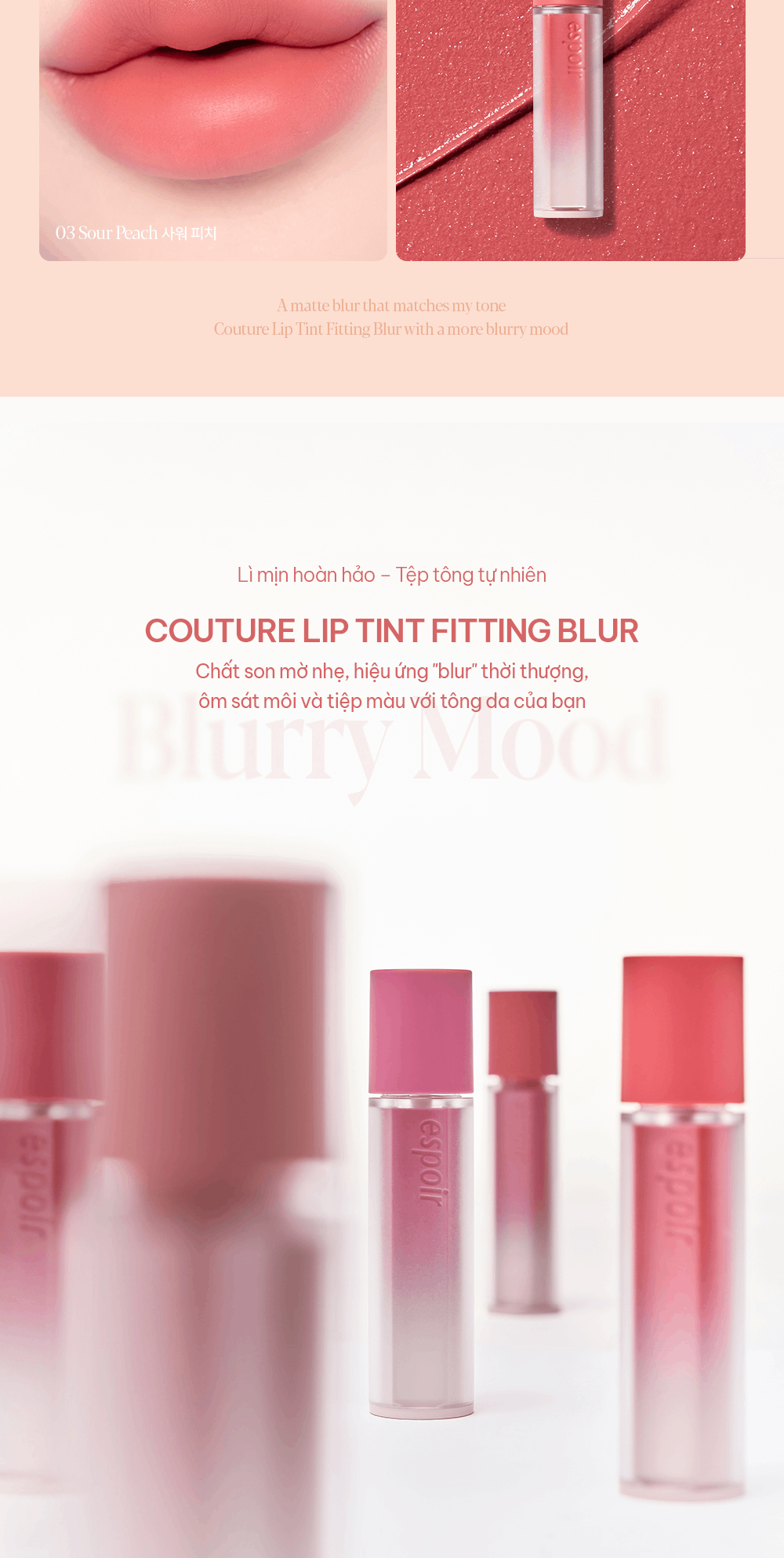 Mô tả Son Kem Lì Espoir Couture Lip Tint Fitting Blur 4gr/ Blur Velvet 5.5gr - 2
