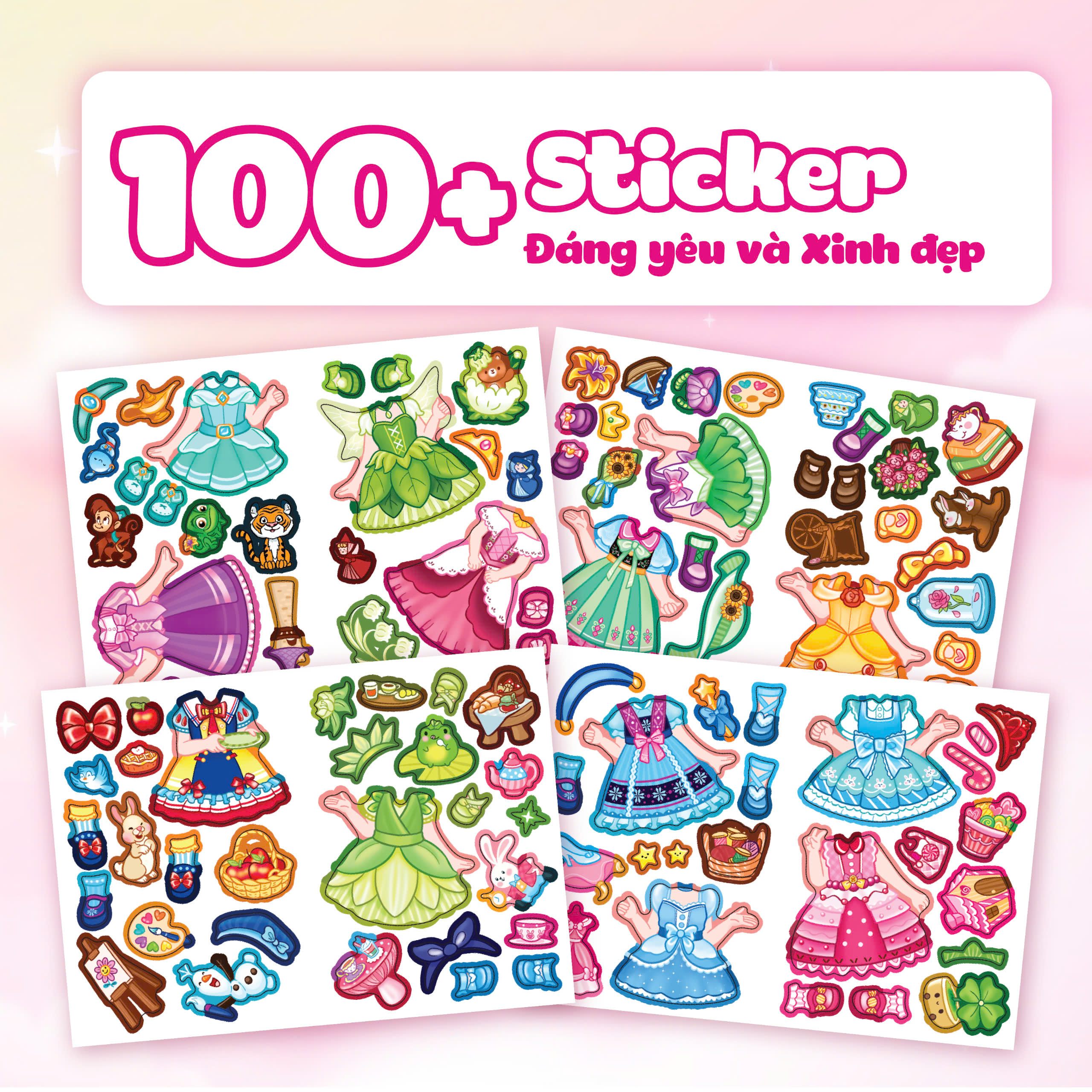 Mô tả Sách Combo 5 Cuốn Chibi Fashion (Bóc dán hơn 500+ stickers váy, phụ kiện xinh đẹp) cho bé gái - 3