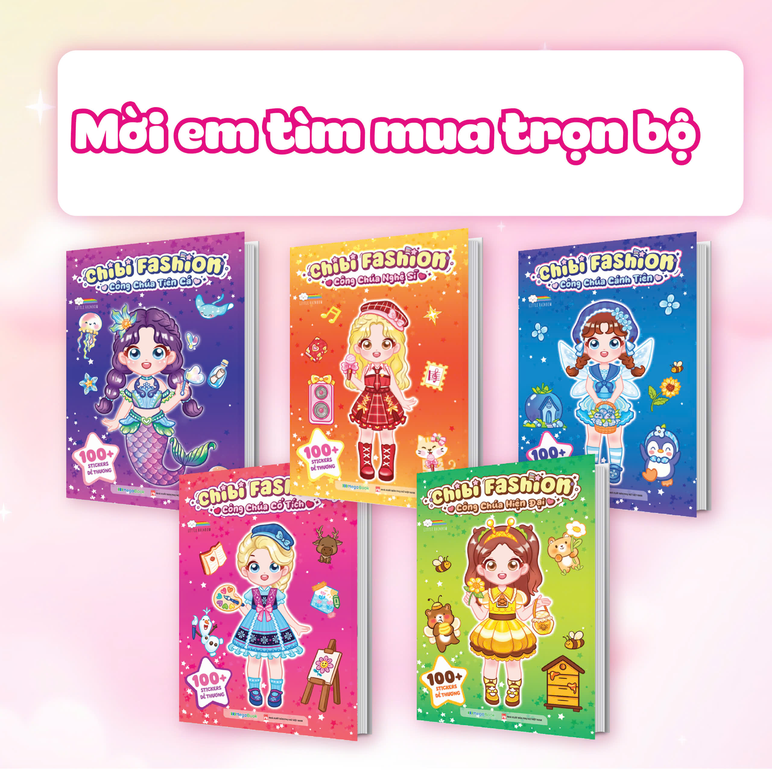 Mô tả Sách Combo 5 Cuốn Chibi Fashion (Bóc dán hơn 500+ stickers váy, phụ kiện xinh đẹp) cho bé gái - 4