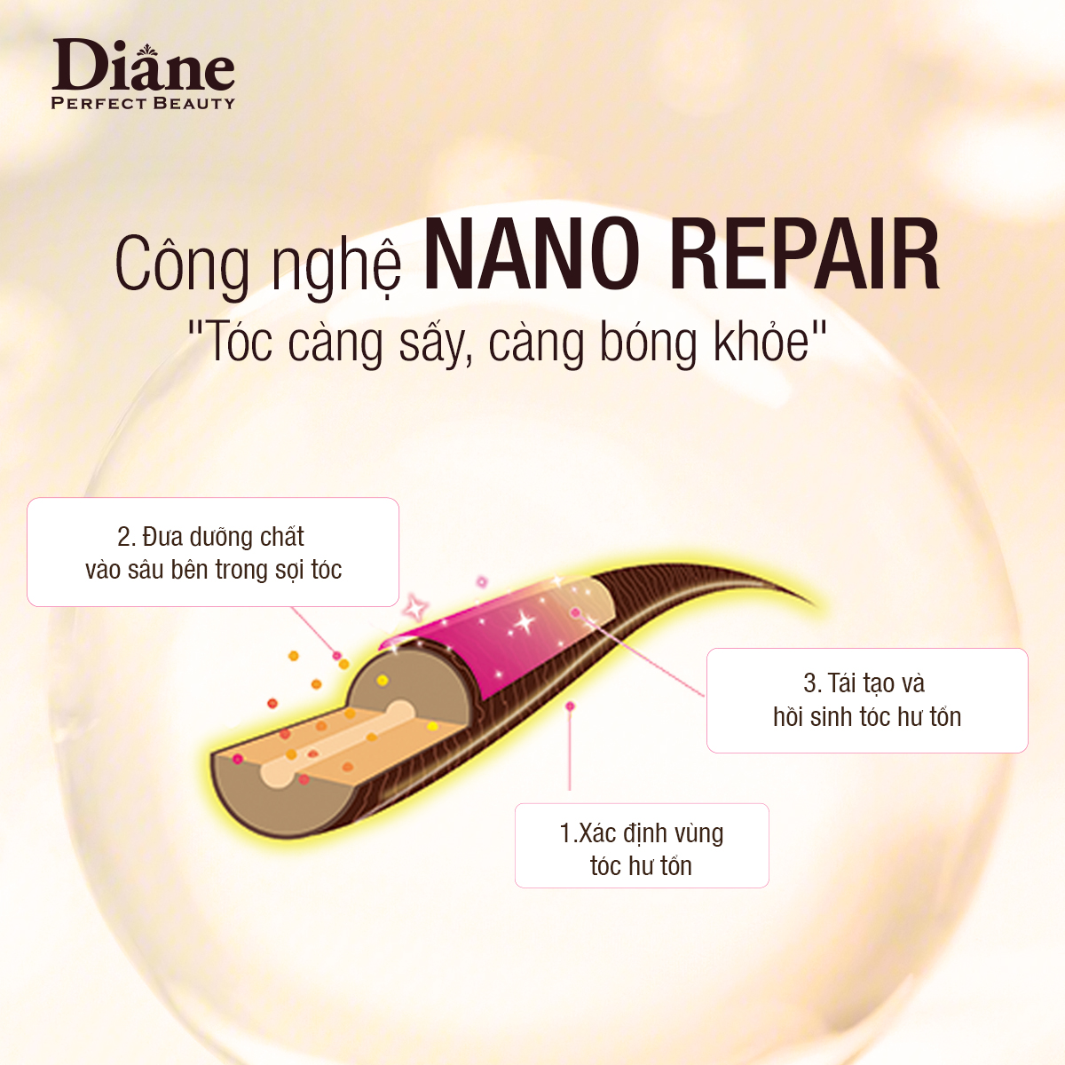 Mô tả Dầu gội phục hồi tóc khô xơ chẻ ngọn gãy rụng hư tổn nặng Moist Diane Extra Damage Repair 450ml - 1