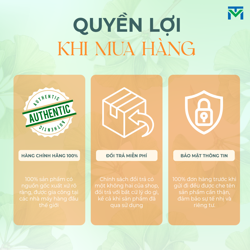 Mô tả Viên uống bổ não VTM Ginkgo Biloba cải thiện trí nhớ tăng cường tư duy - túi 60 viên - 6