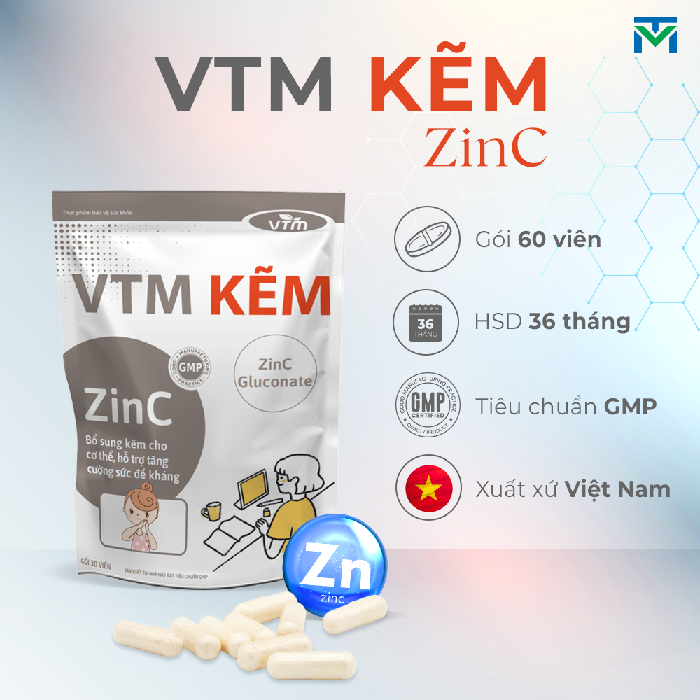 Mô tả Viên uống bổ sung Kẽm ZinC VTM hỗ trợ tăng cường đề kháng, miễn dịch gói 30 viên - 30 ngày - 1
