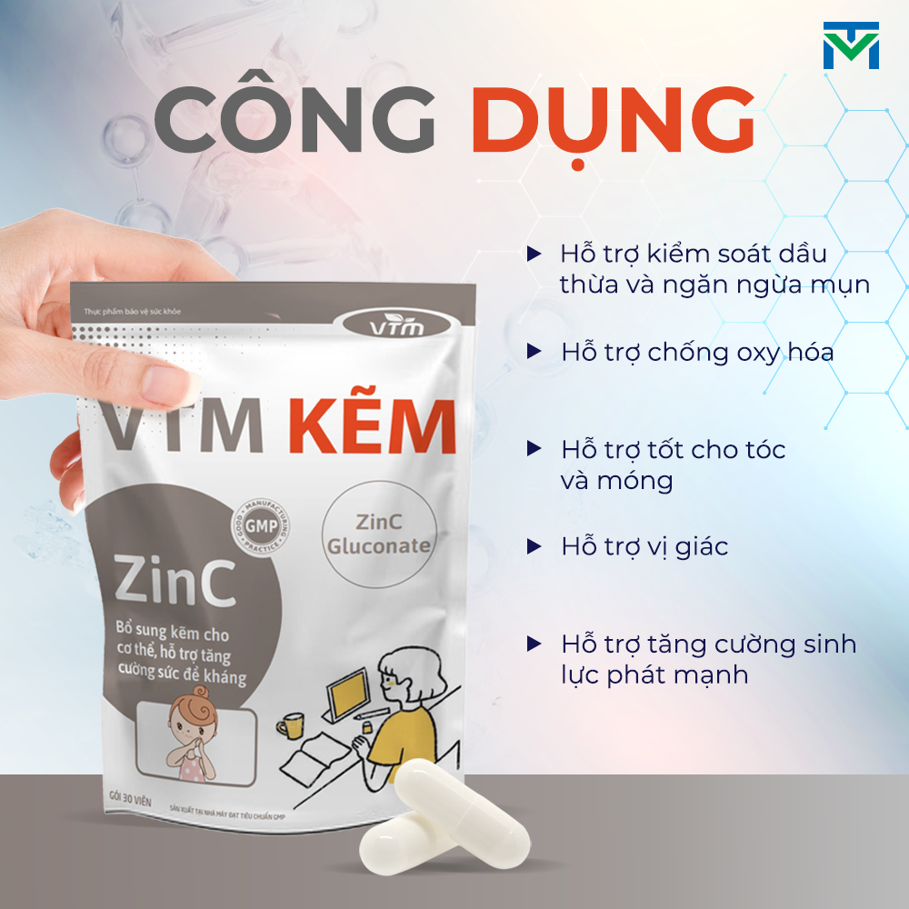 Mô tả Viên uống bổ sung Kẽm ZinC VTM hỗ trợ tăng cường đề kháng, miễn dịch gói 30 viên - 30 ngày - 3